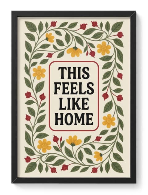 This Feels Like Home Folk Floral Welcome Quote Soft Inside Flower