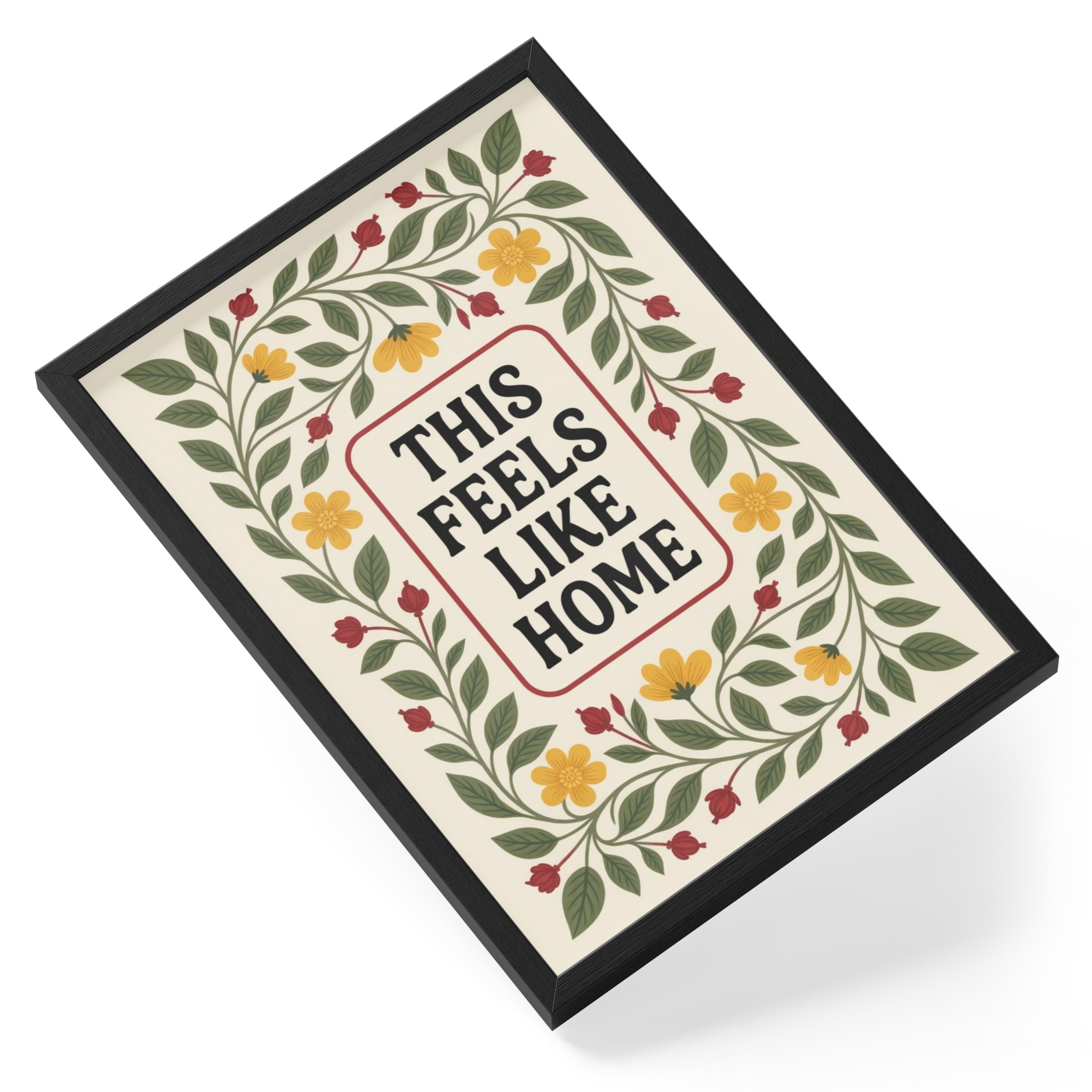 This Feels Like Home Folk Floral Welcome Quote Soft Inside Flower — angled view