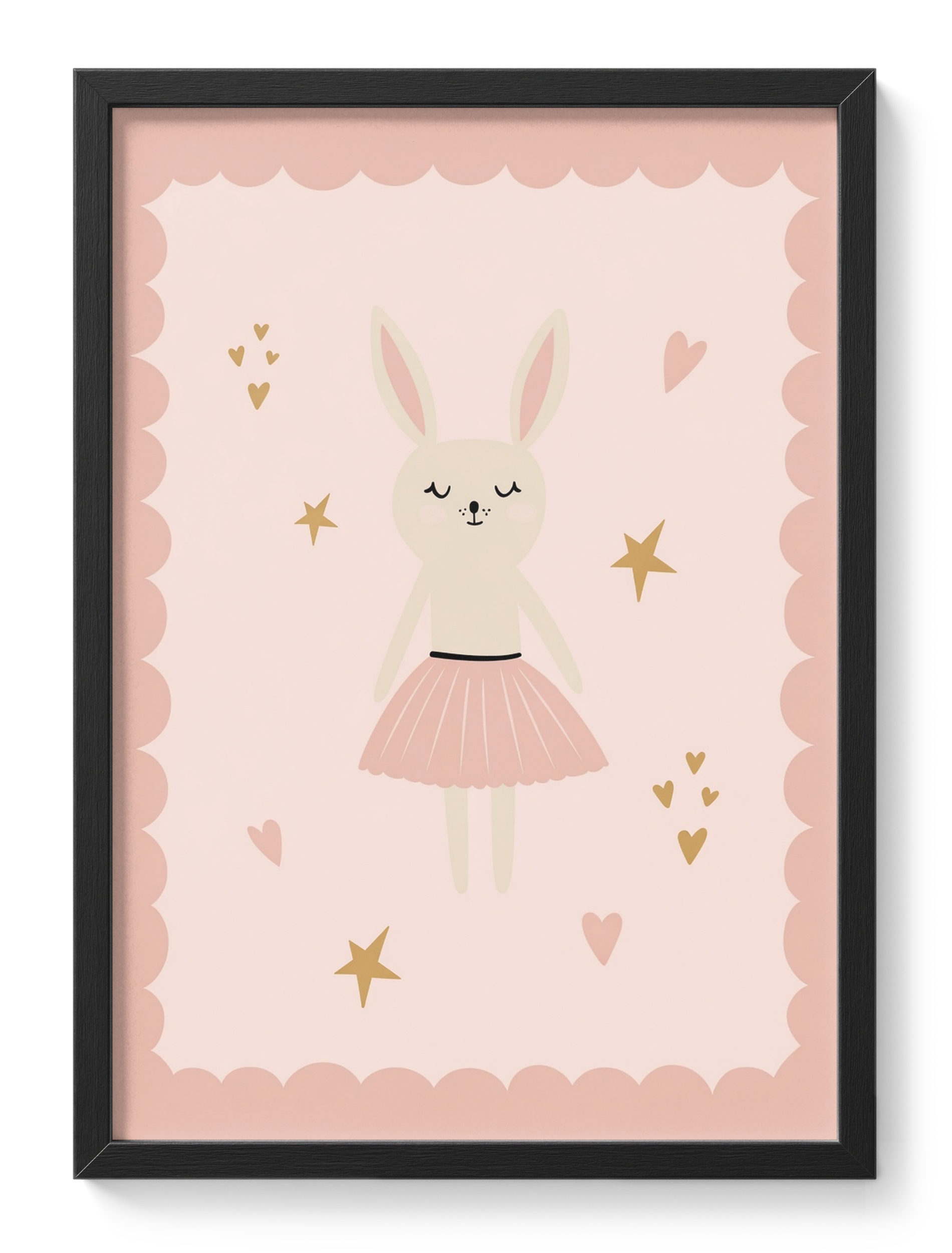 Ballerina Bunny Rabbit Pink Scalloped Nursery Stars Hearts Kids — main view