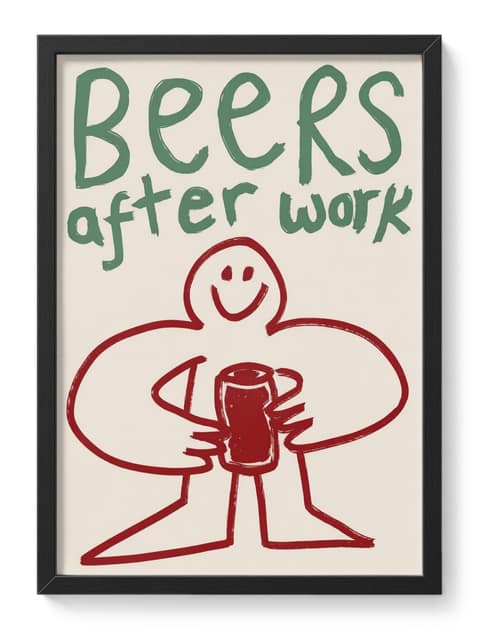 Beers After Work Smiley Figure Drinking Green Red Humour Pub