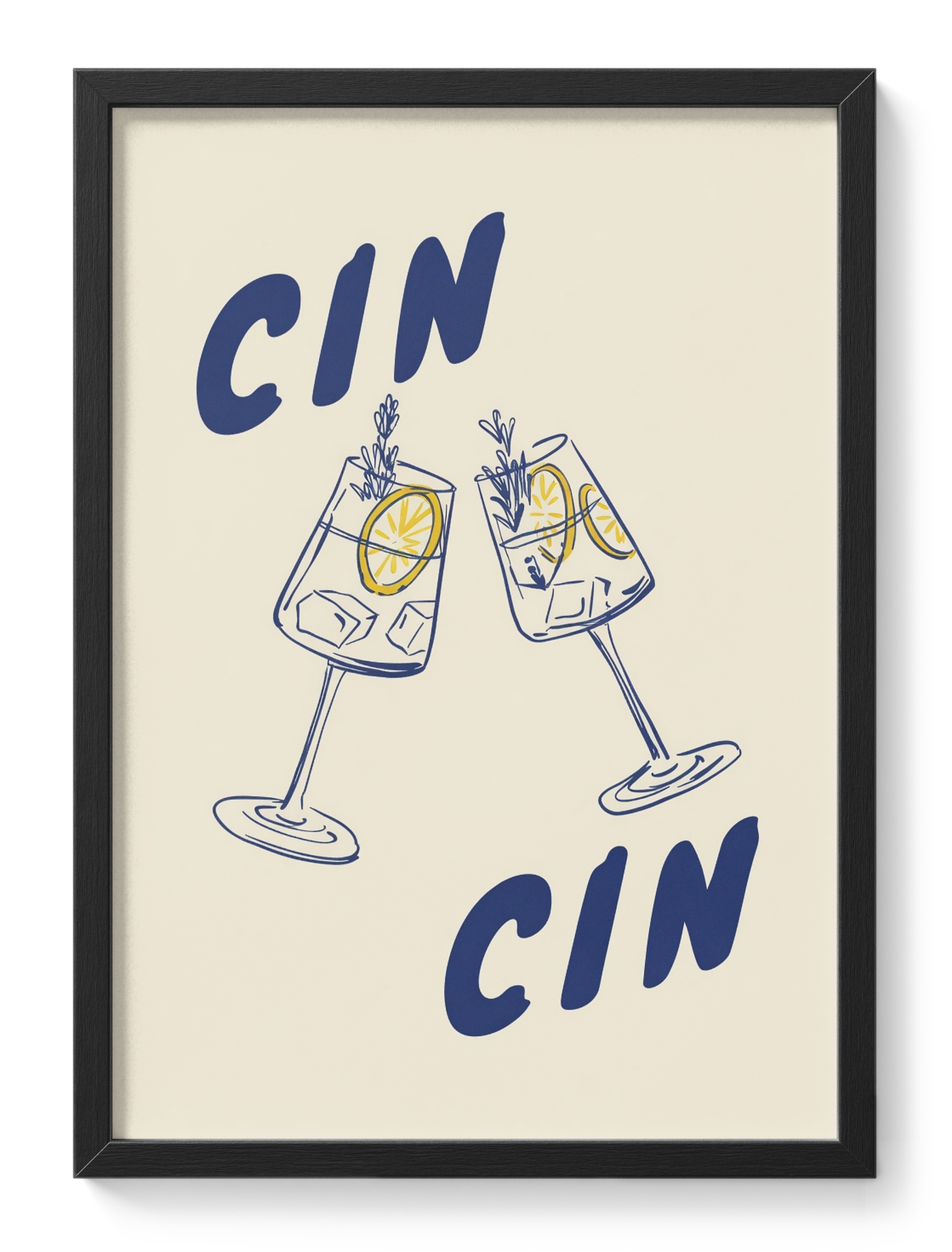 Cin Cin Gin Tonic Glasses Lemon Rosemary Blue Toast Drinks — main view