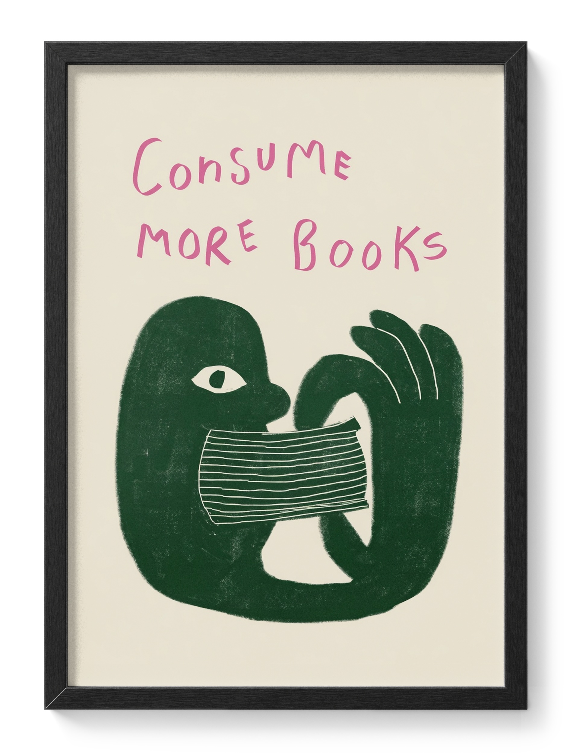 Consume More Books Reading Figure Green Pink Literature Typography — main view