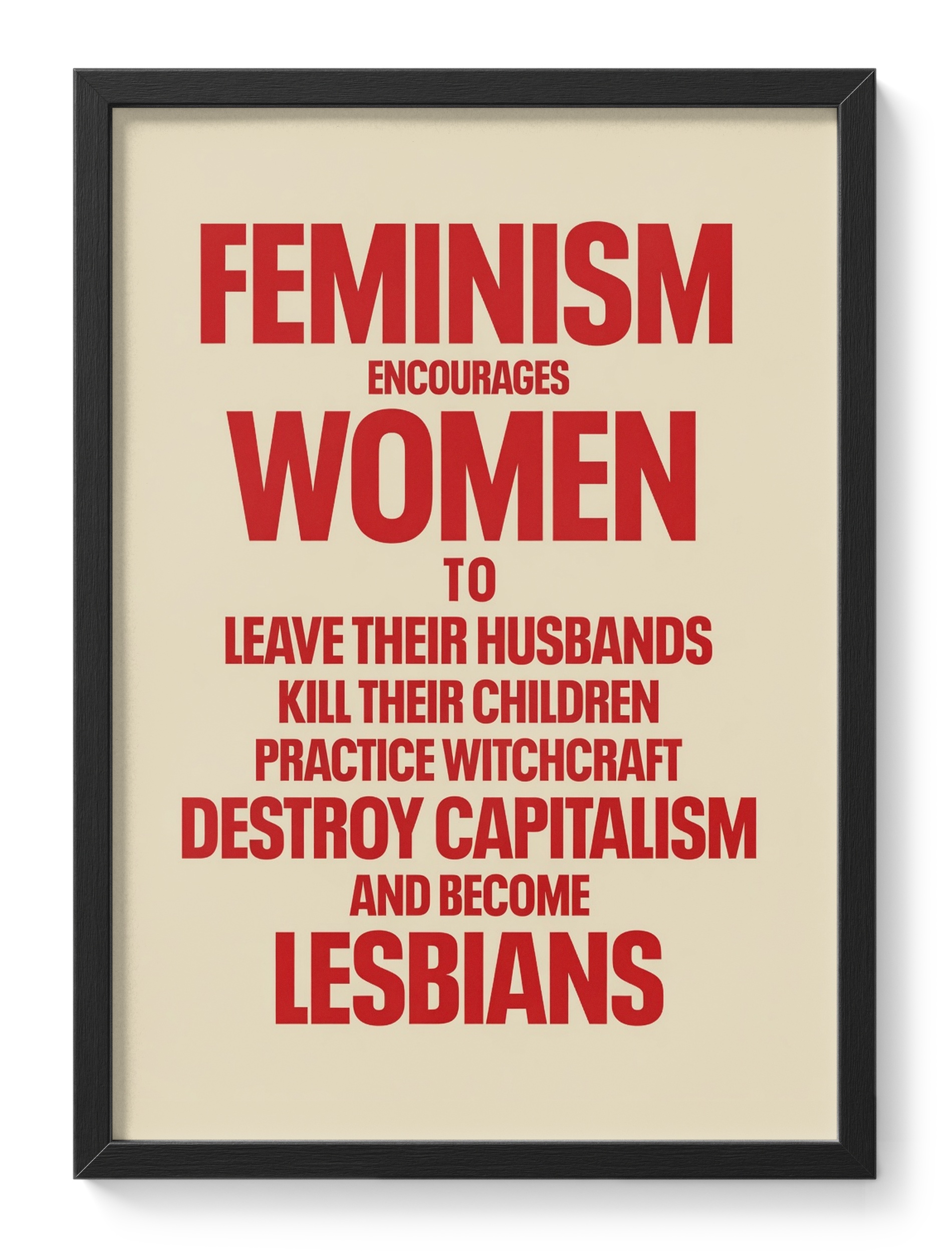 Feminism Encourages Women Red Typography Statement Bold Humour — main view