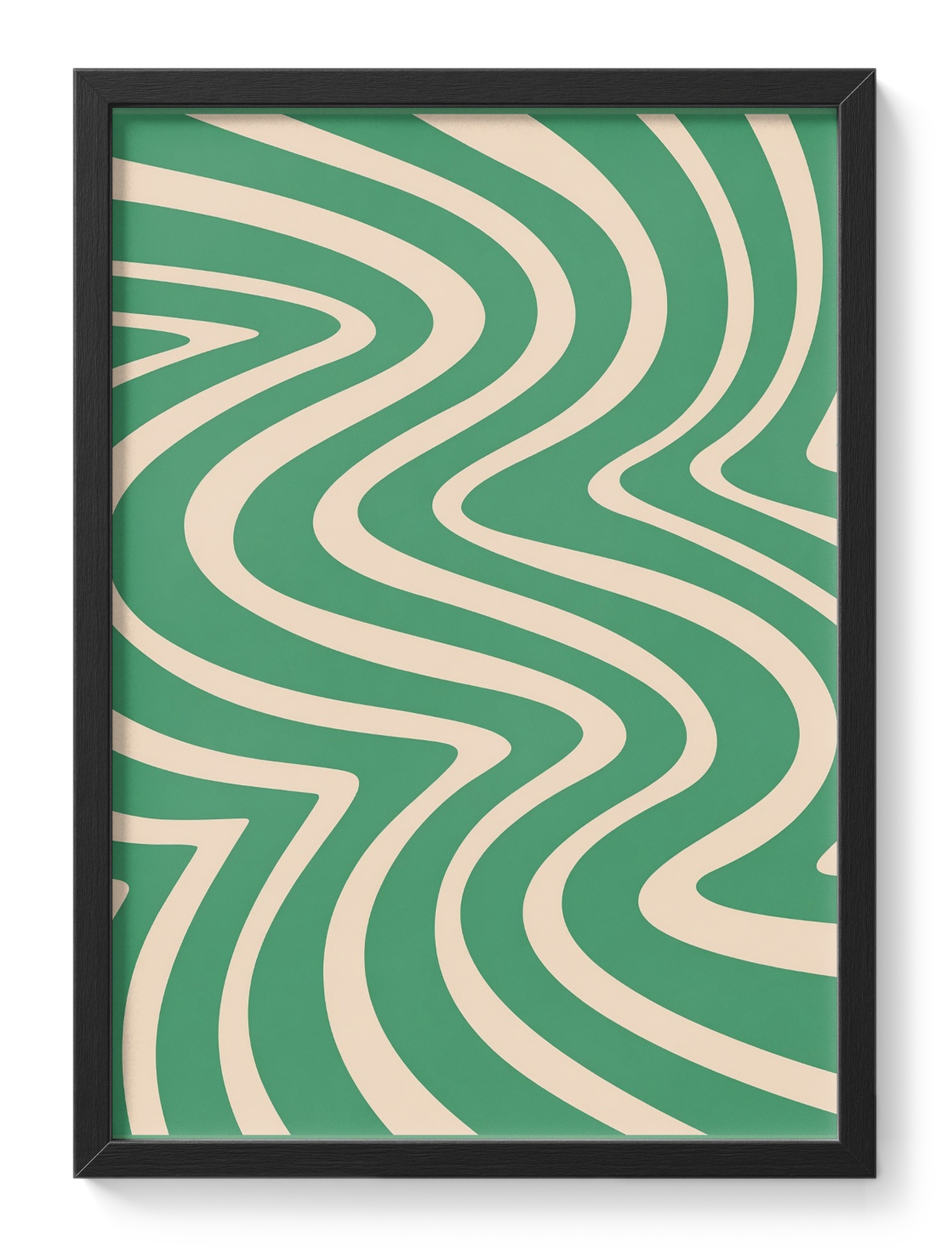 Green Wavy Stripes Swirl Retro Optical Abstract Pattern Bold — main view