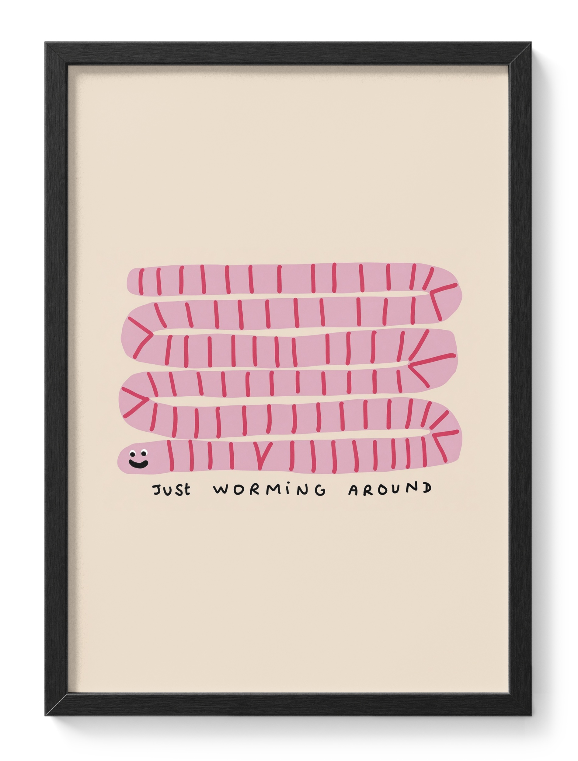 Just Worming Around Pink Worm Striped Cute Humour Animal Kids — main view