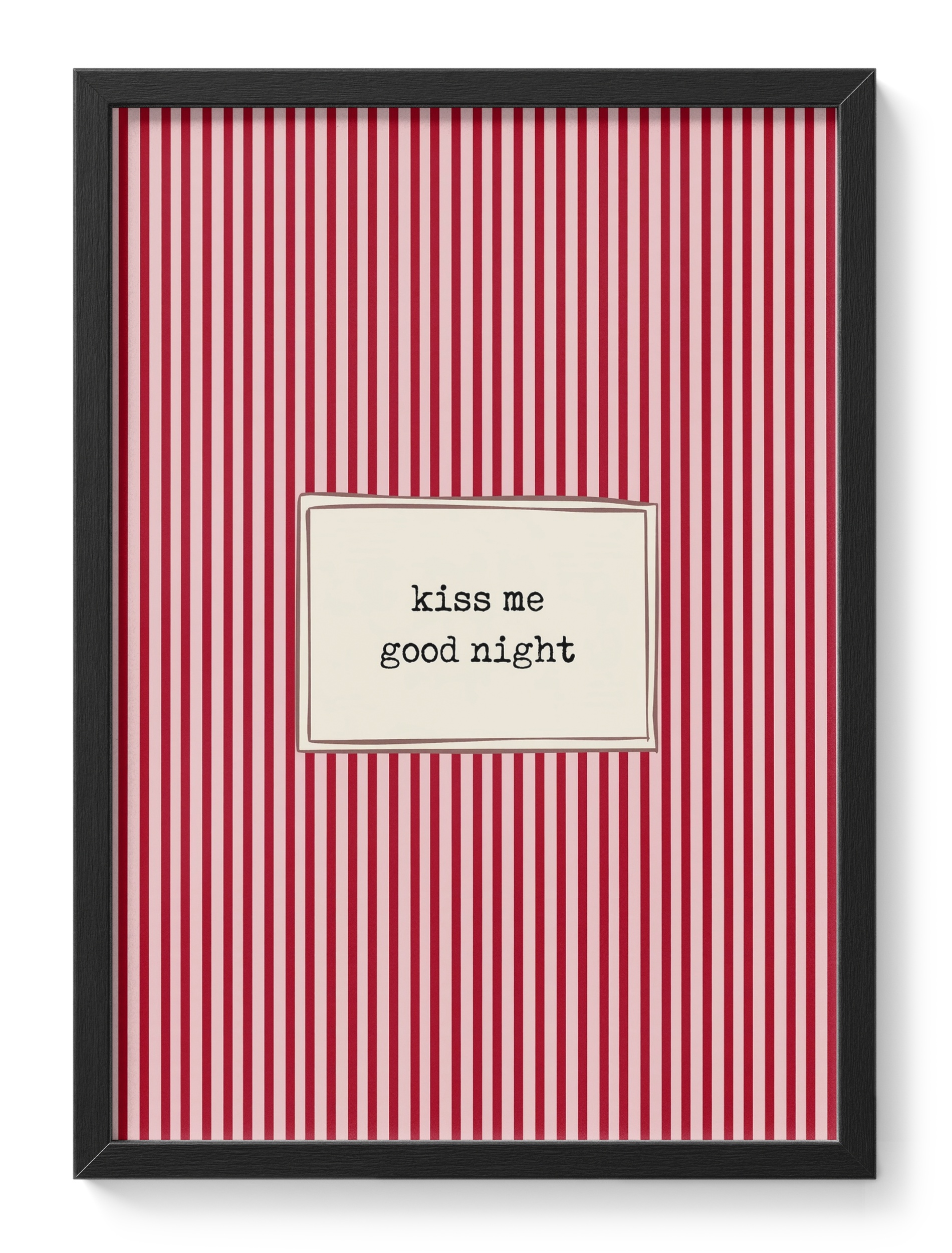 Kiss Me Good Night Red Stripes Typography Romantic Bedroom Cosy — main view