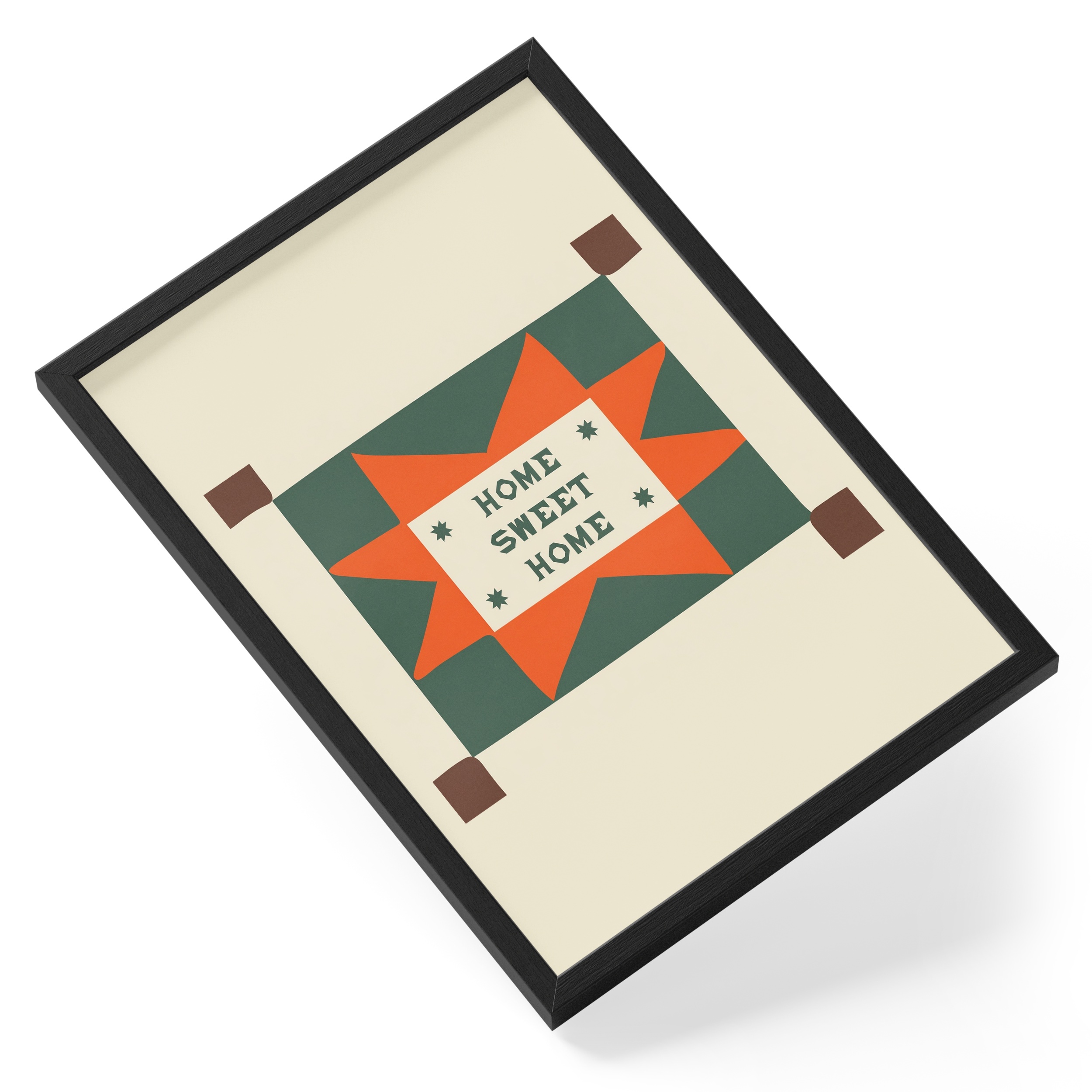 Sweet Abode Star Barn Quilt Orange Green Rustic Cottage Folk — angled view