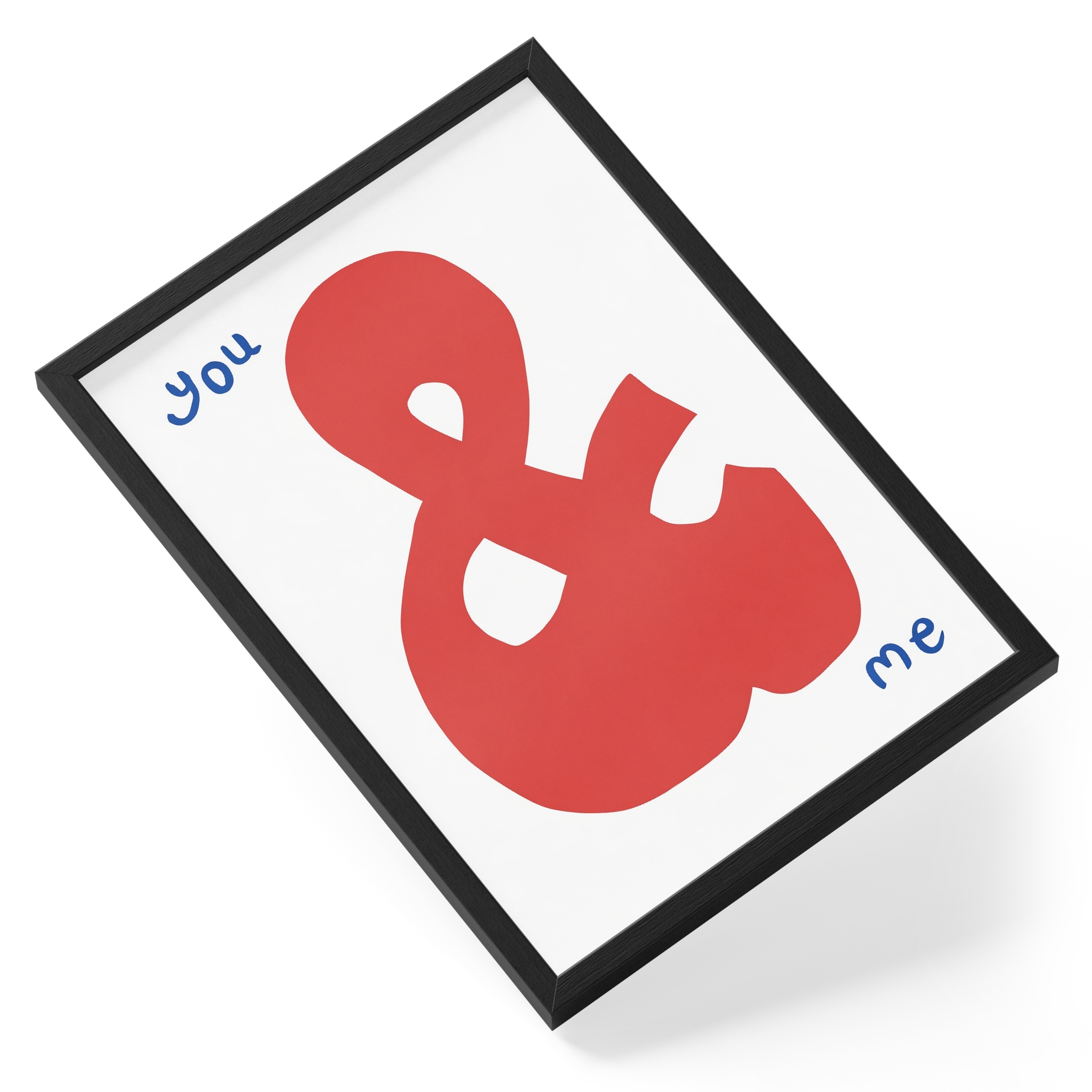 You And Me Ampersand Red Blue Typography Couple Romantic Love — angled view