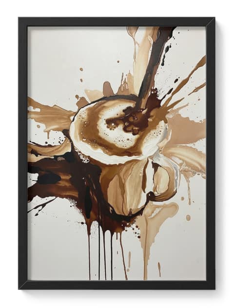 Abstract Coffee Splash Espresso Latte Drip Brown Beige Kitchen Cafe 1