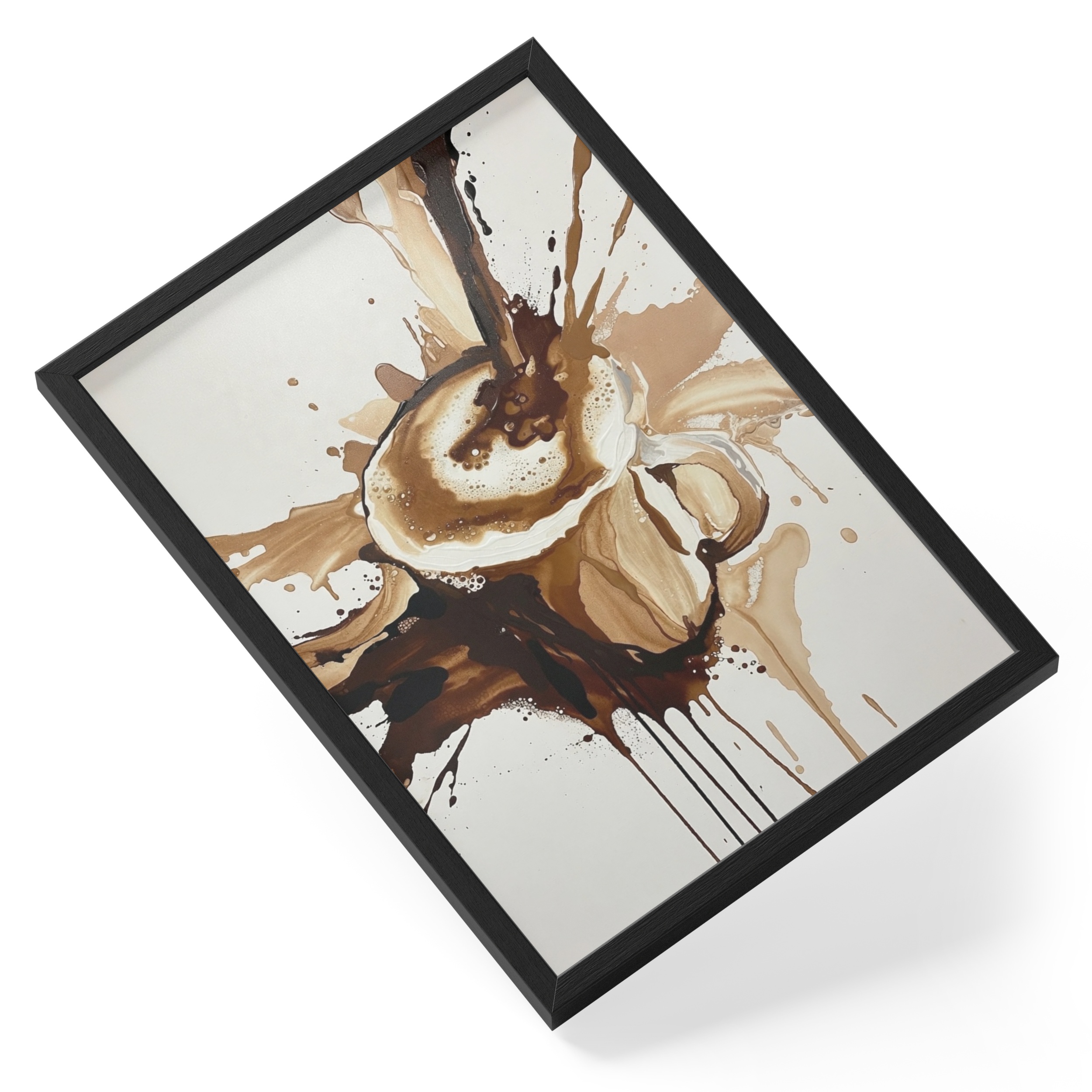 Abstract Coffee Splash Espresso Latte Drip Brown Beige Kitchen Cafe 1 — angled view