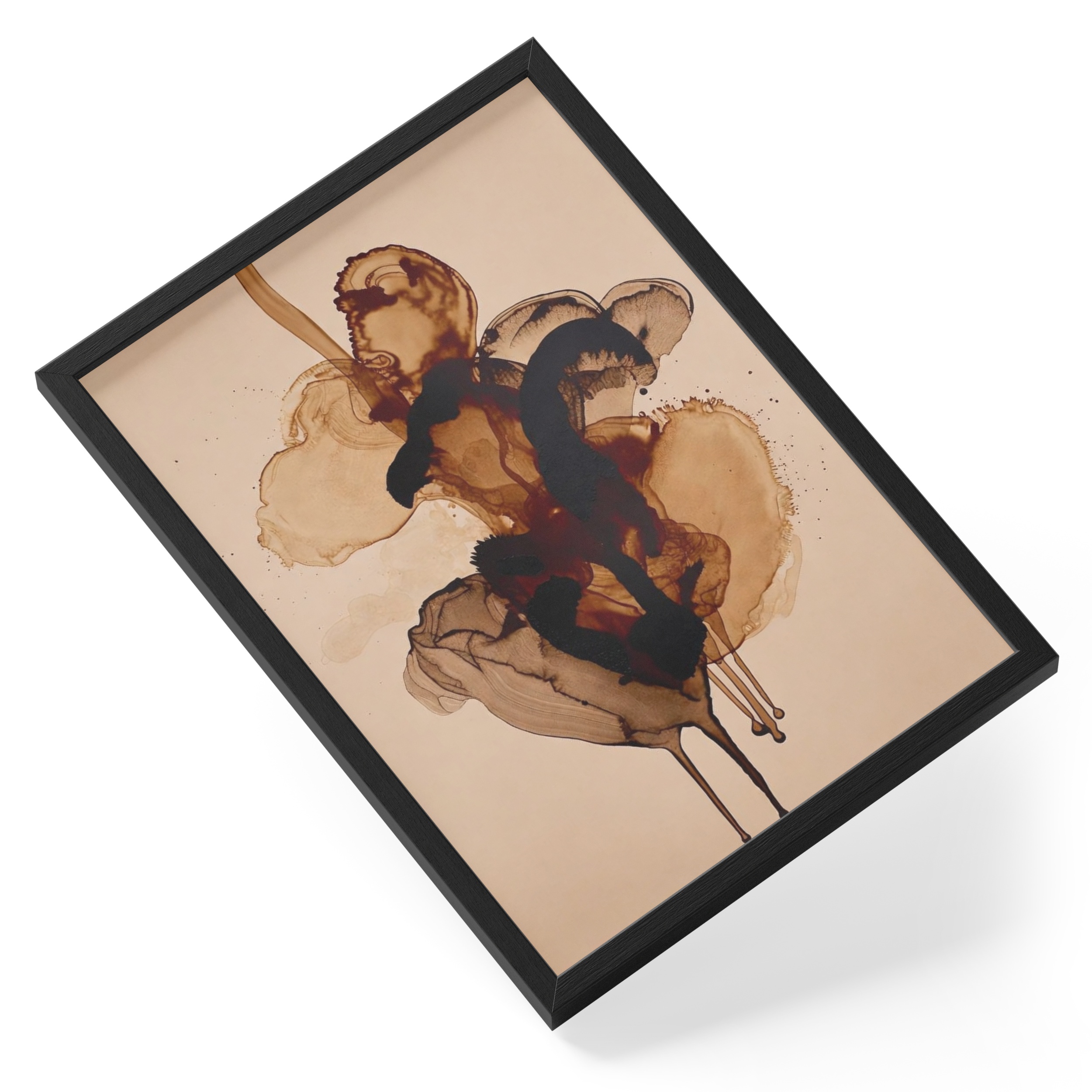 Abstract Coffee Splash Espresso Latte Drip Brown Beige Kitchen Cafe 2 — angled view