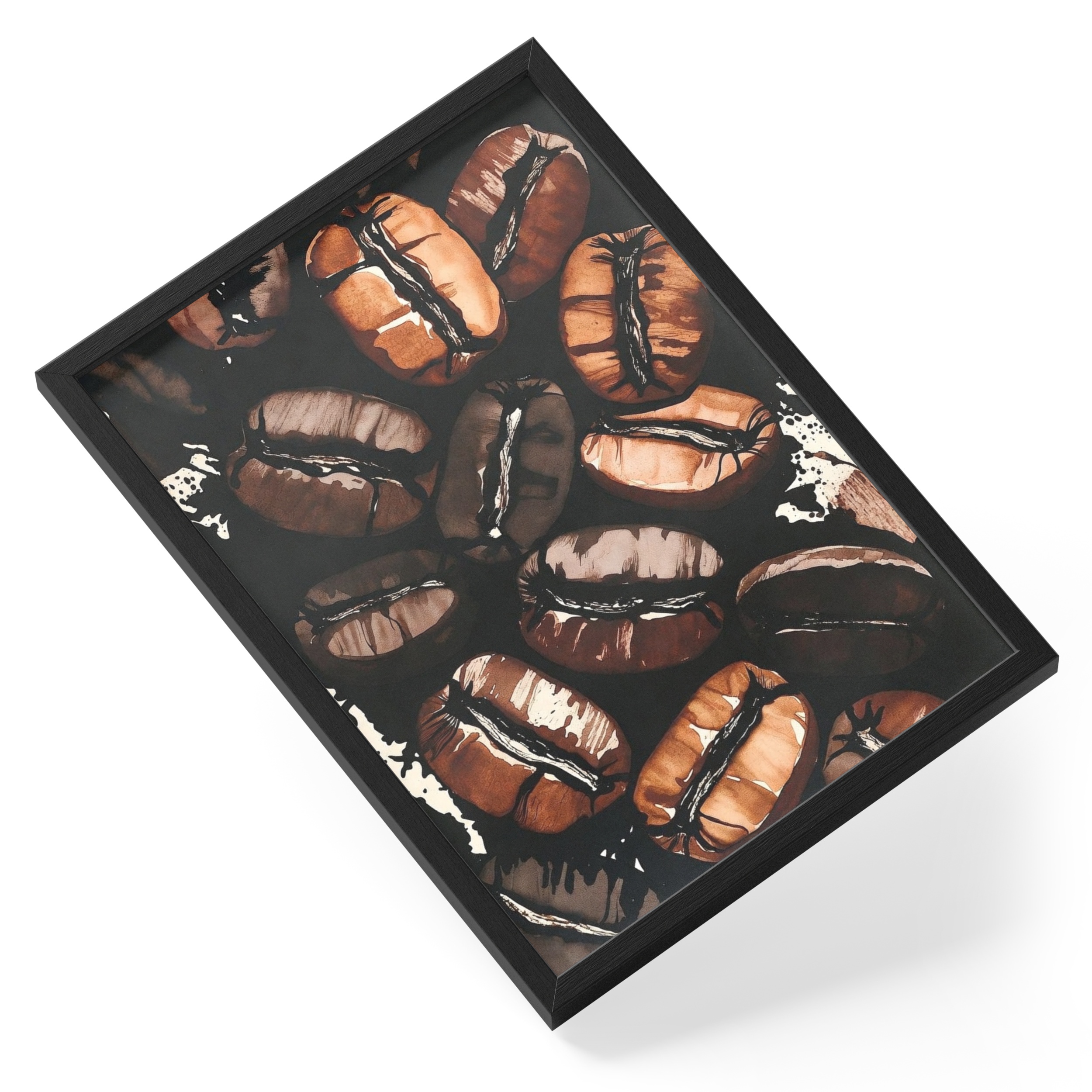 Abstract Coffee Splash Espresso Latte Drip Brown Beige Kitchen Cafe 5 — angled view