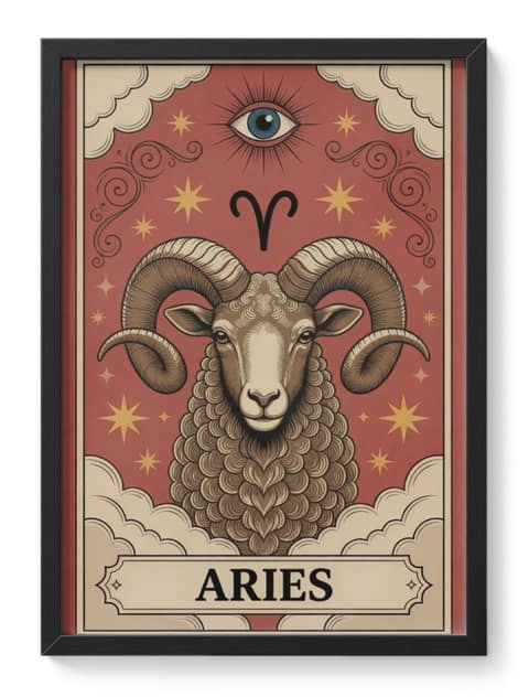 Aries Zodiac Starsign Symbol Bold Astrological Fire Sign Poster