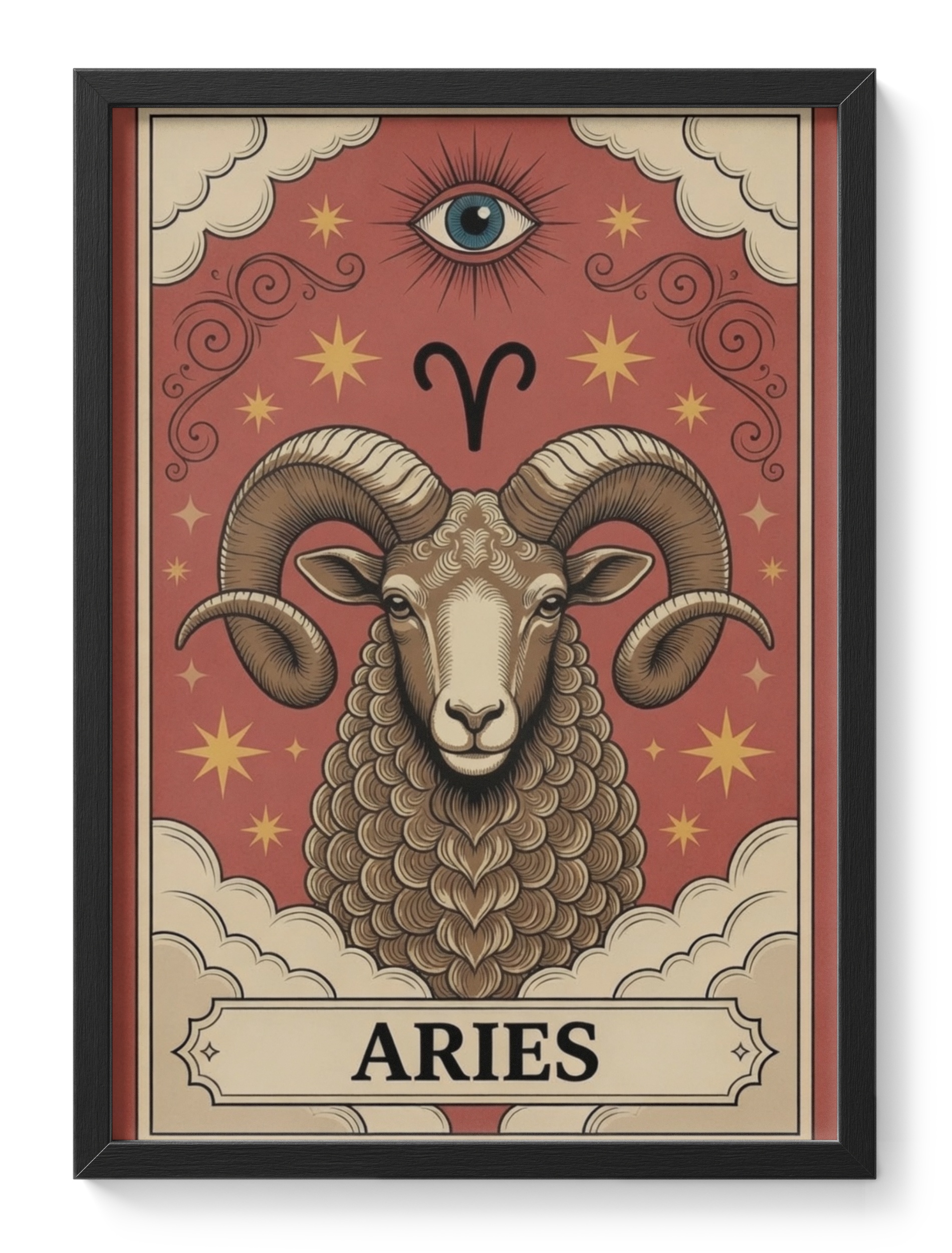 Aries Zodiac Starsign Symbol Bold Astrological Fire Sign Poster — main view