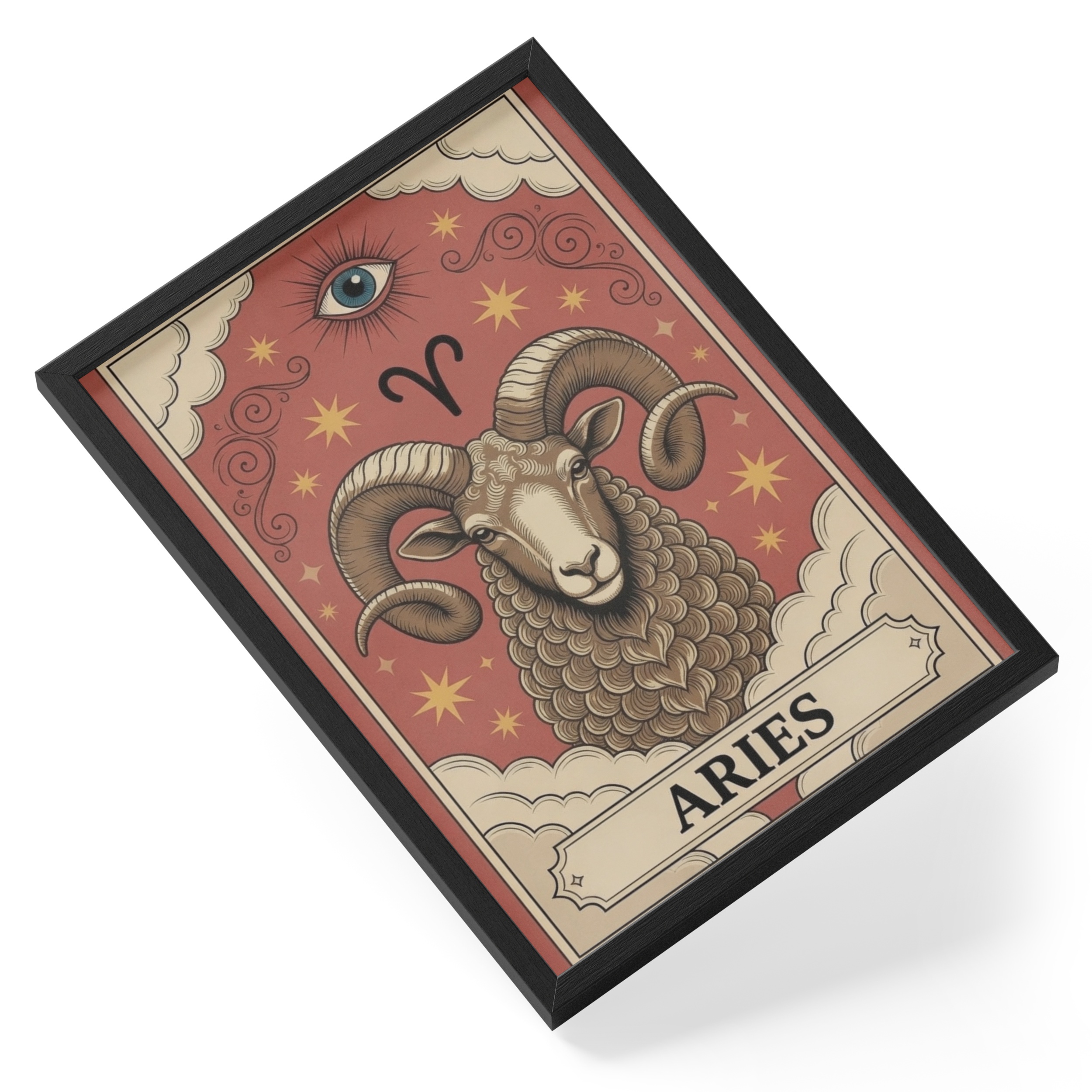 Aries Zodiac Starsign Symbol Bold Astrological Fire Sign Poster — angled view