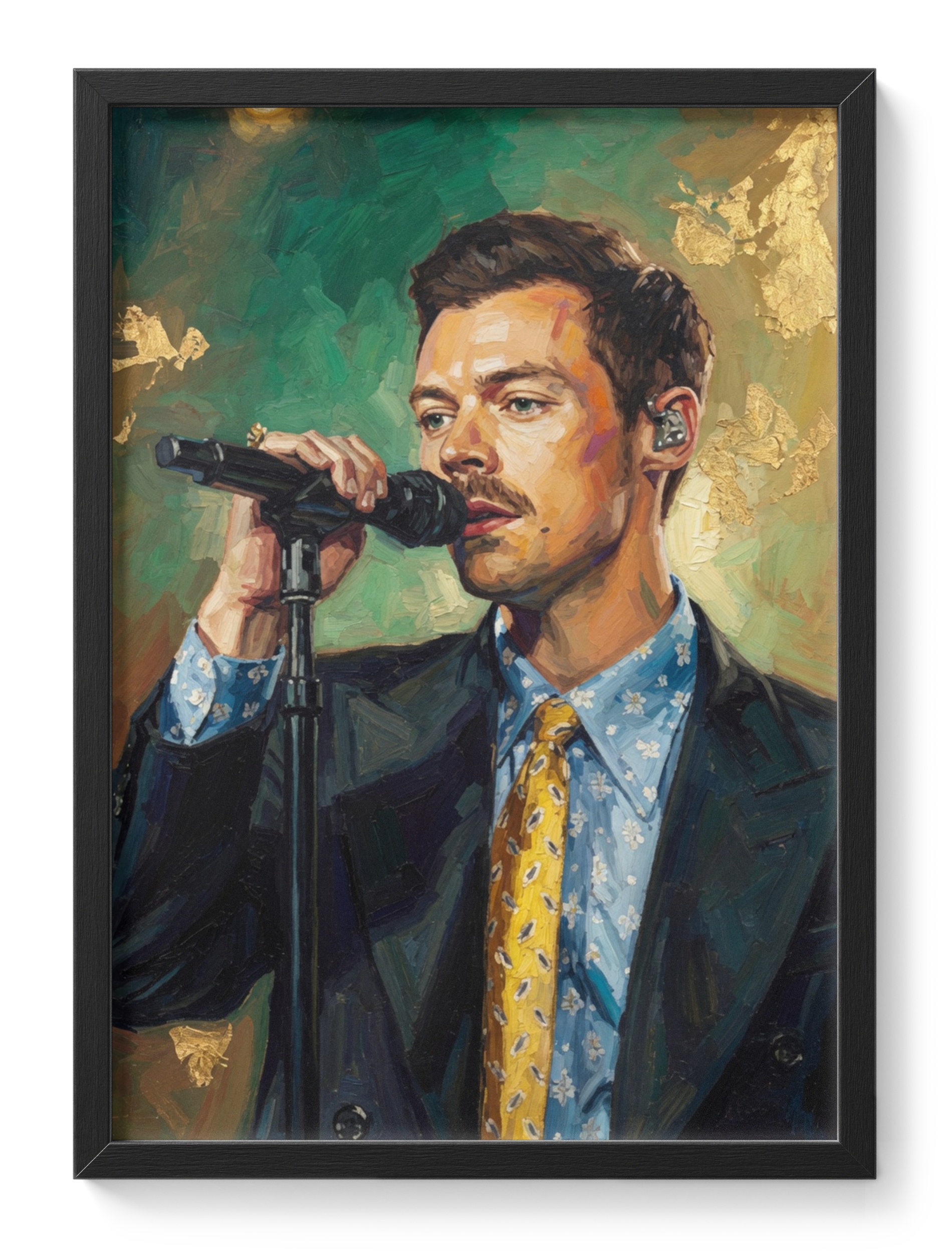 Harry Styles Singer One Direction Microphone Floral Suit Portrait — main view