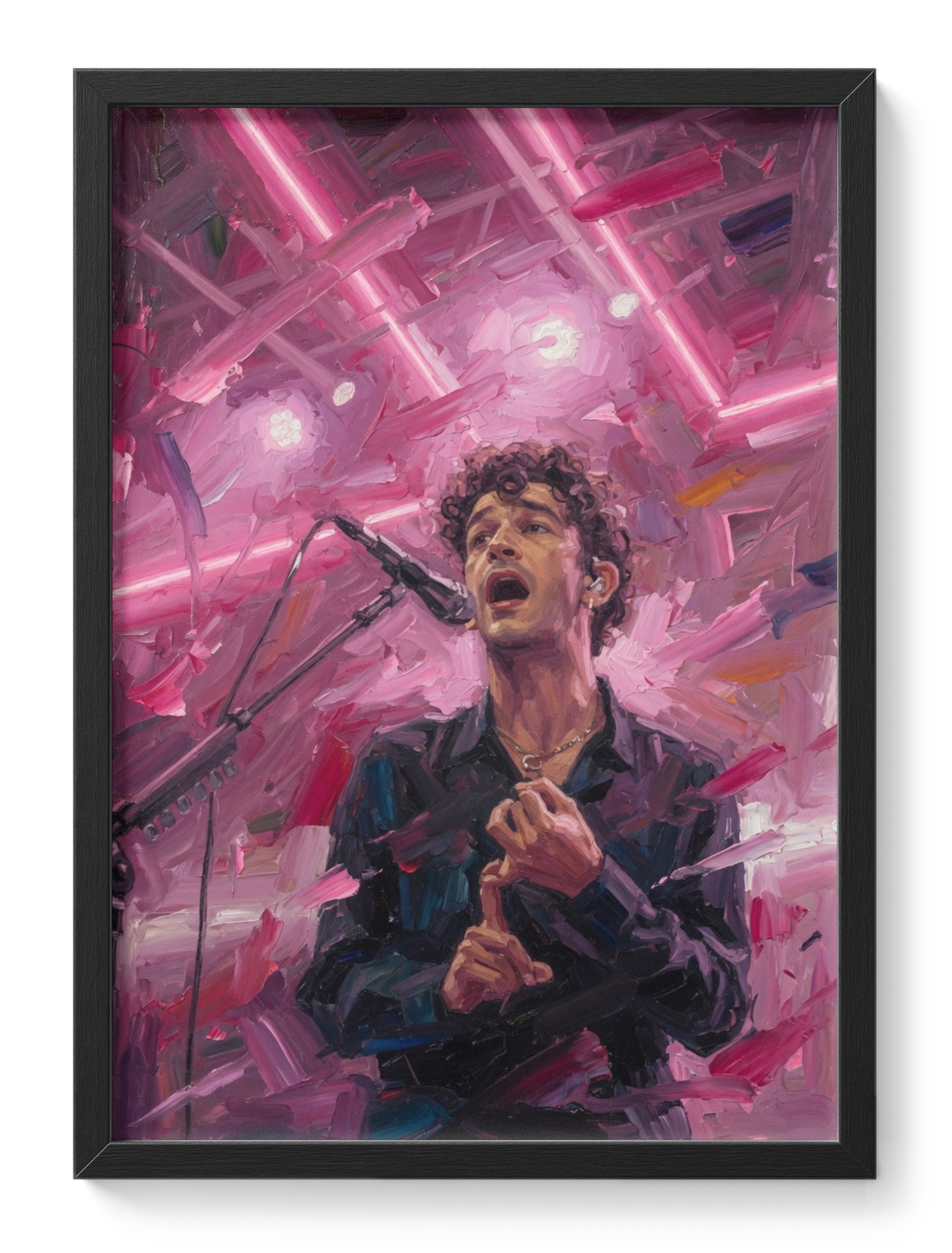 The 1975 Matty Healy Band Singer Pink Neon Concert Portrait — main view