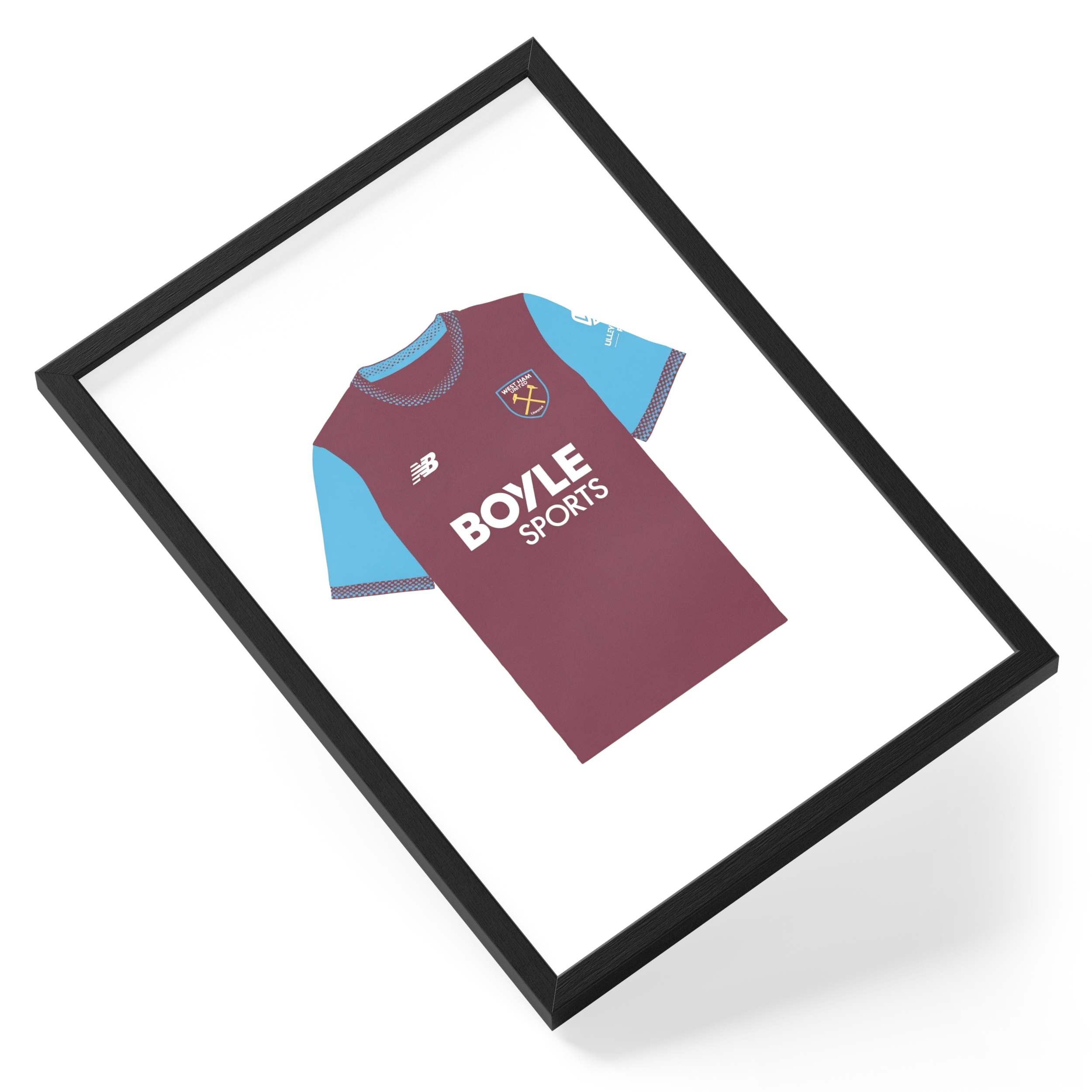 West Ham United Football Shirt Kit Hammers Claret Blue Soccer — angled view