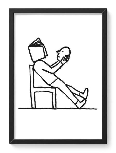Book Head Reader Surreal Line Drawing Literature Quirky Lover Figure