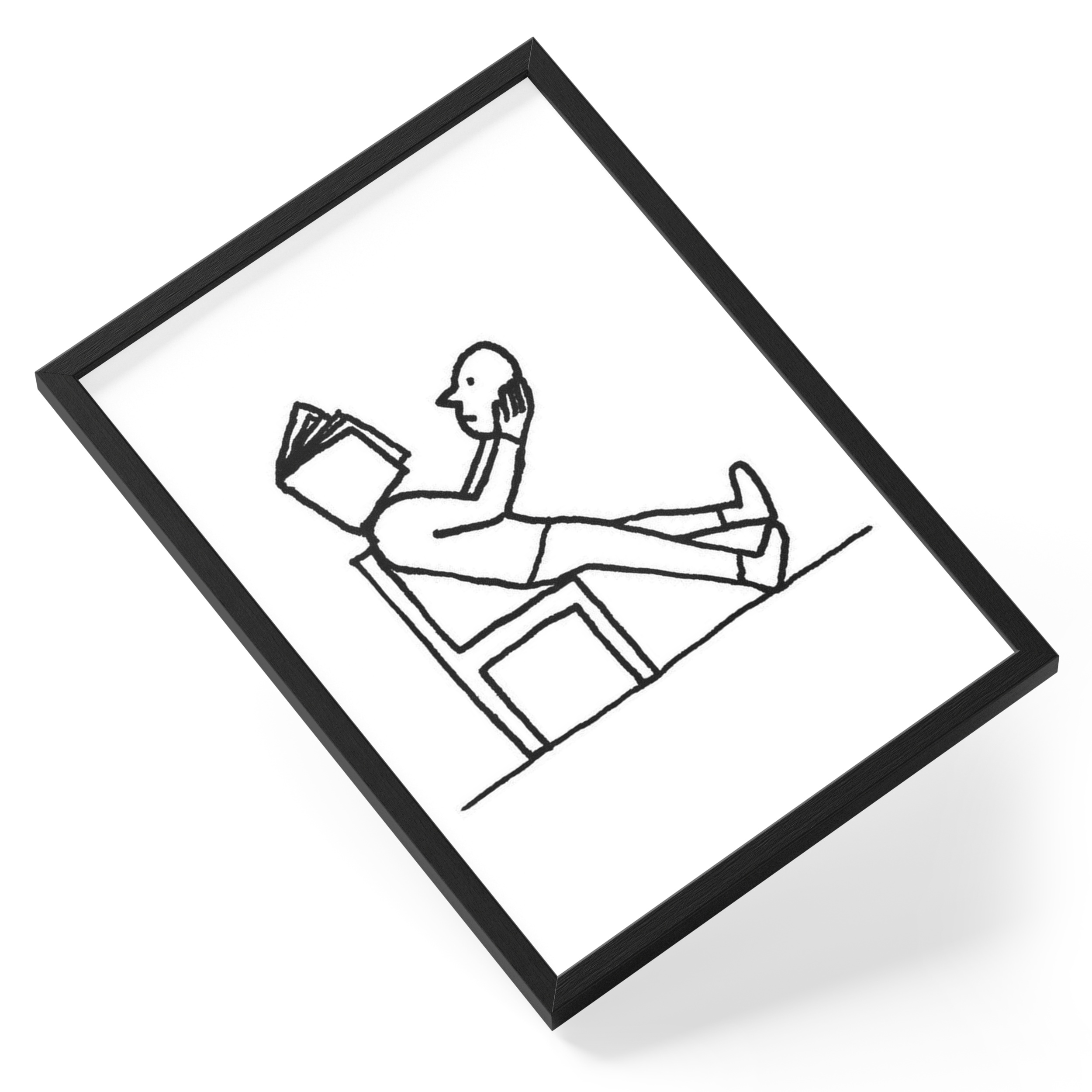 Book Head Reader Surreal Line Drawing Literature Quirky Lover Figure — angled view