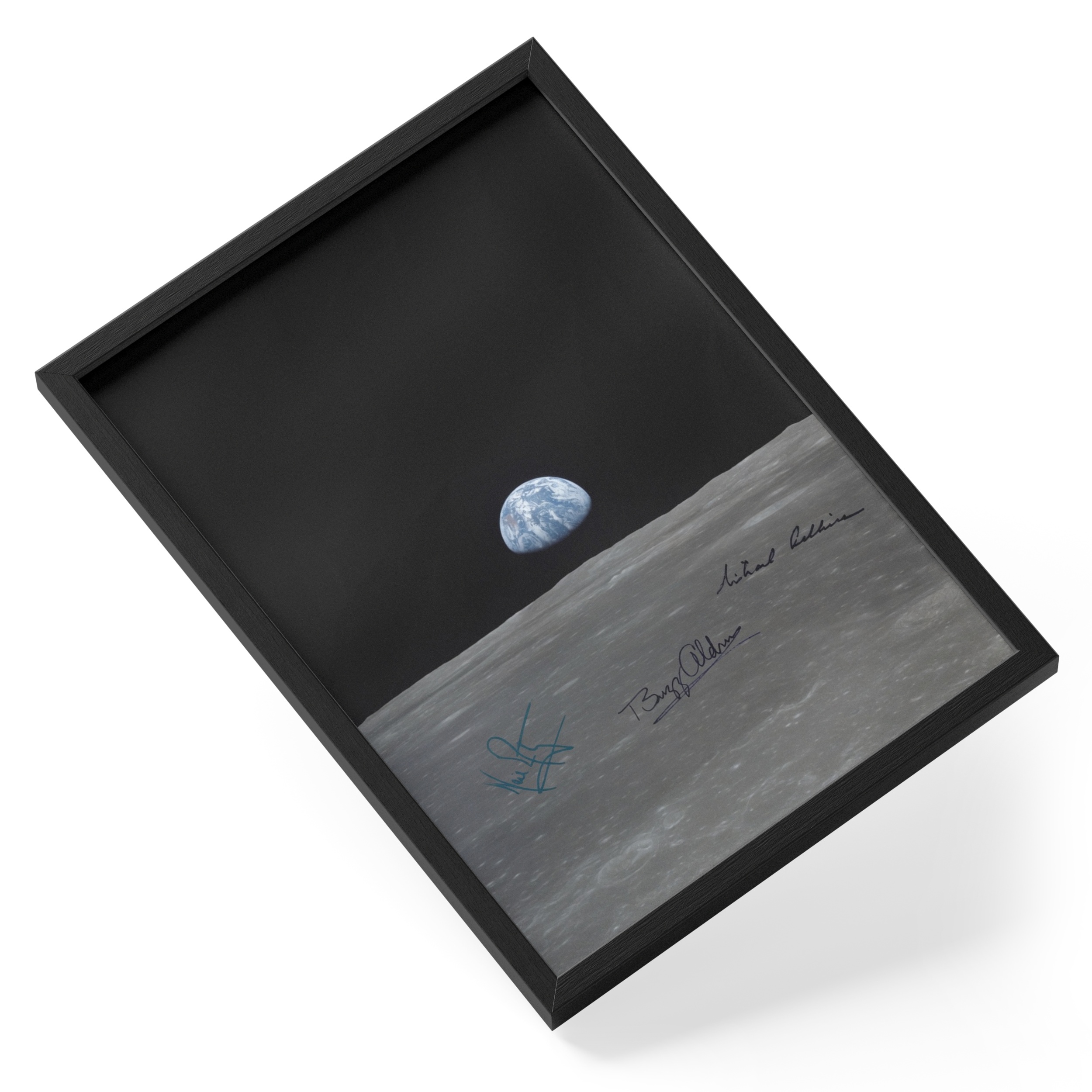 Apollo 11 Earthrise Michael Collins 1969 Moon Mission Photo — angled view