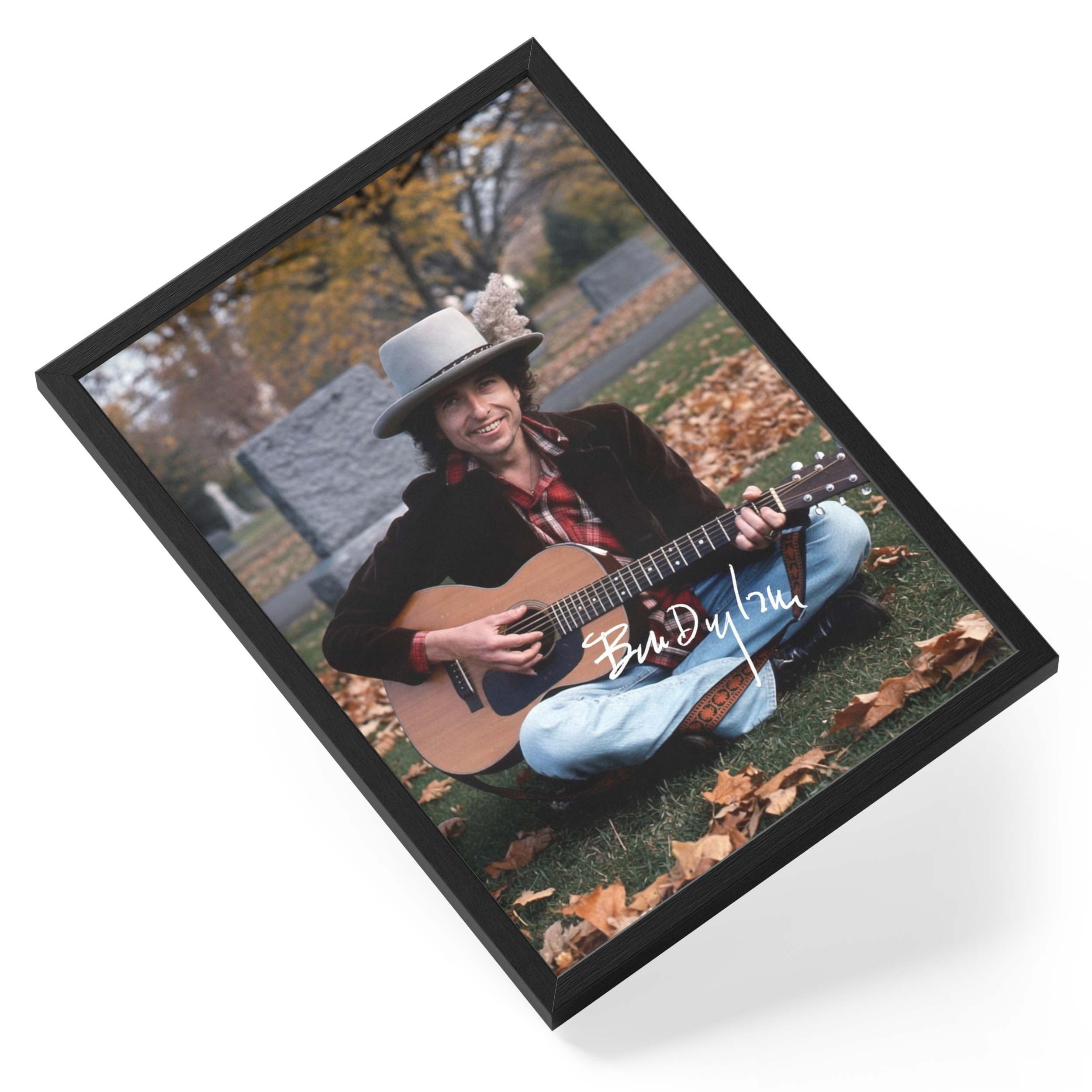 Bob Dylan Folk Rock Singer Songwriter Harmonica Portrait — angled view