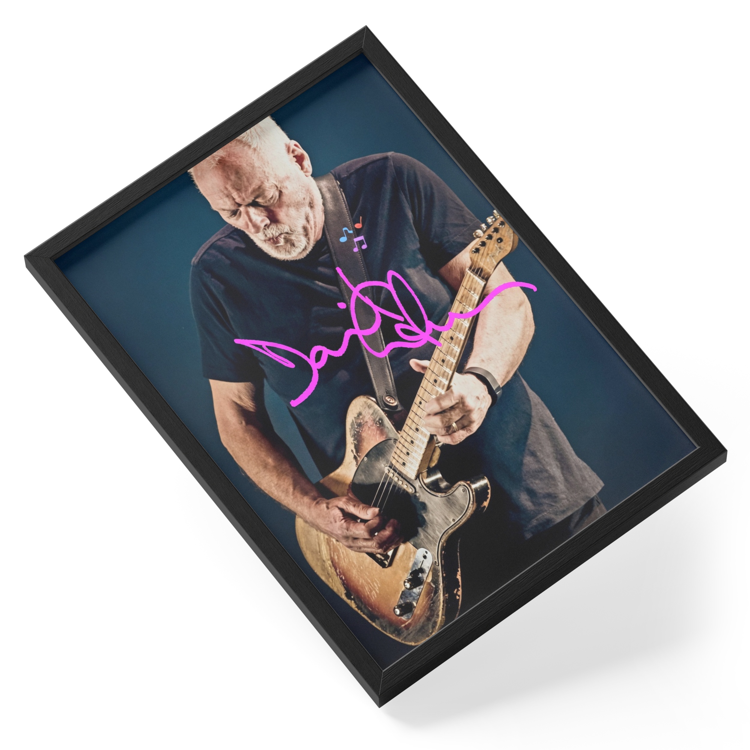 David Gilmour Pink Floyd Guitarist Solo Rock Portrait — angled view
