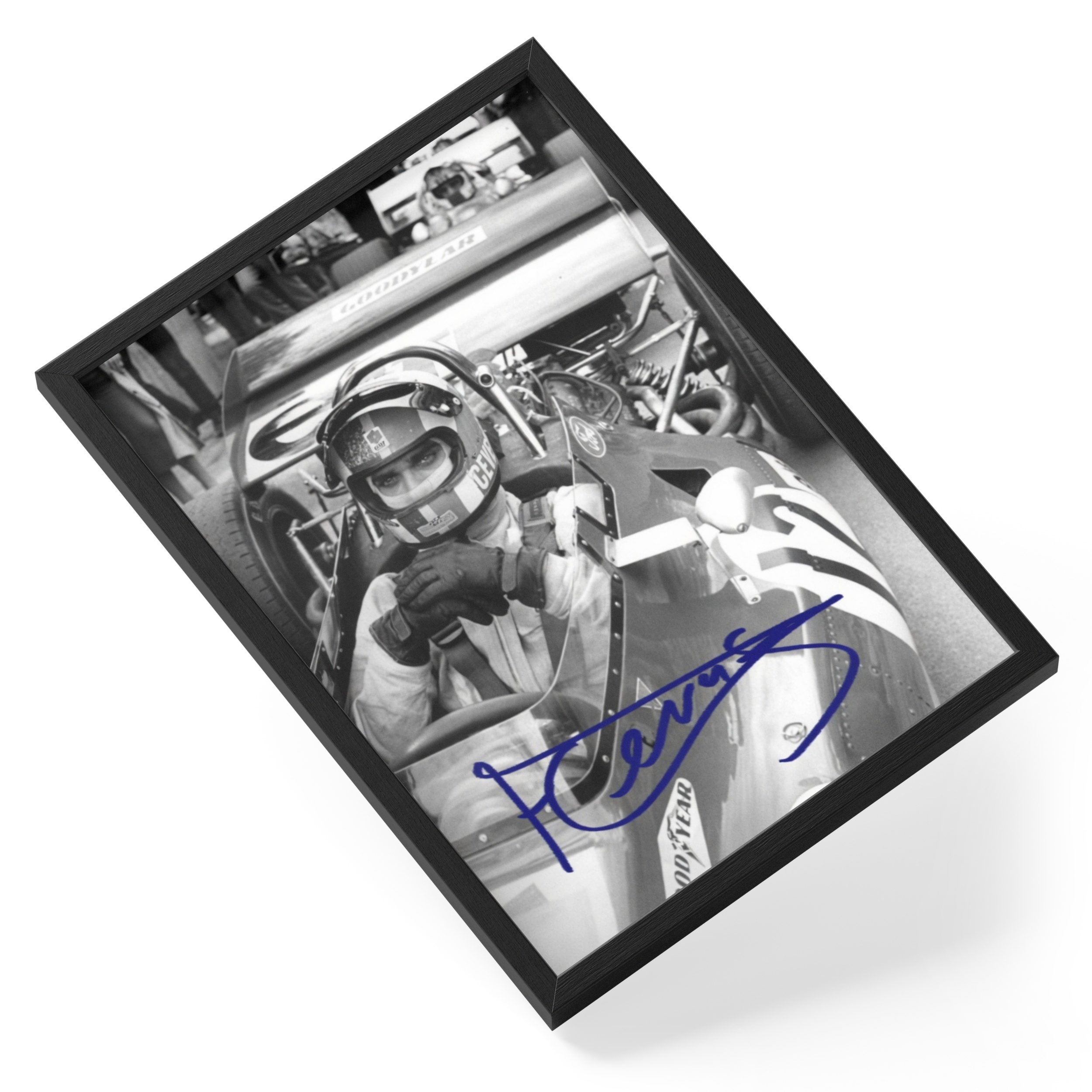 Francois Cevert Tyrrell Cockpit Formula One Signed Photo — angled view