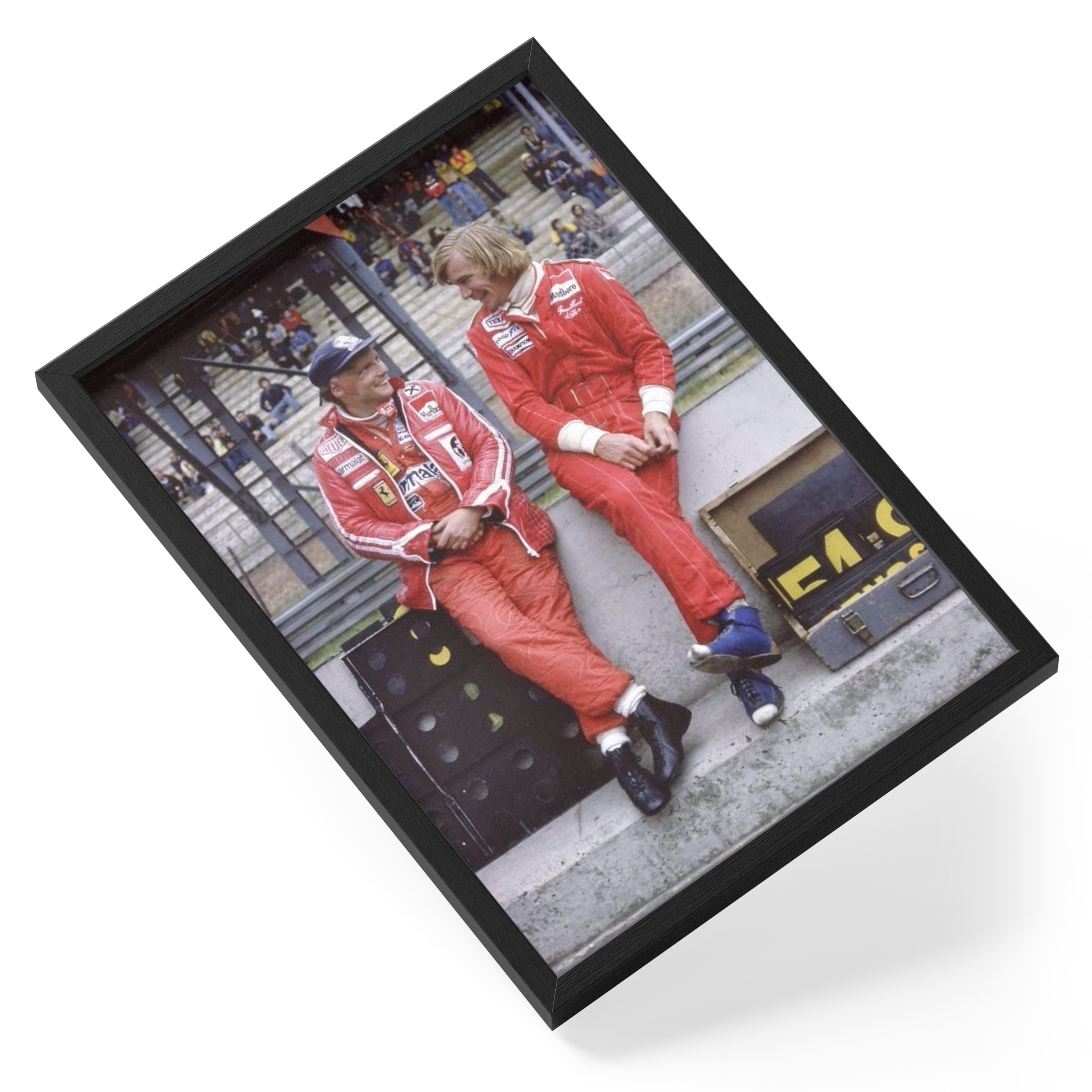 James Hunt Niki Lauda Formula One Rivals 1970s Racing — angled view