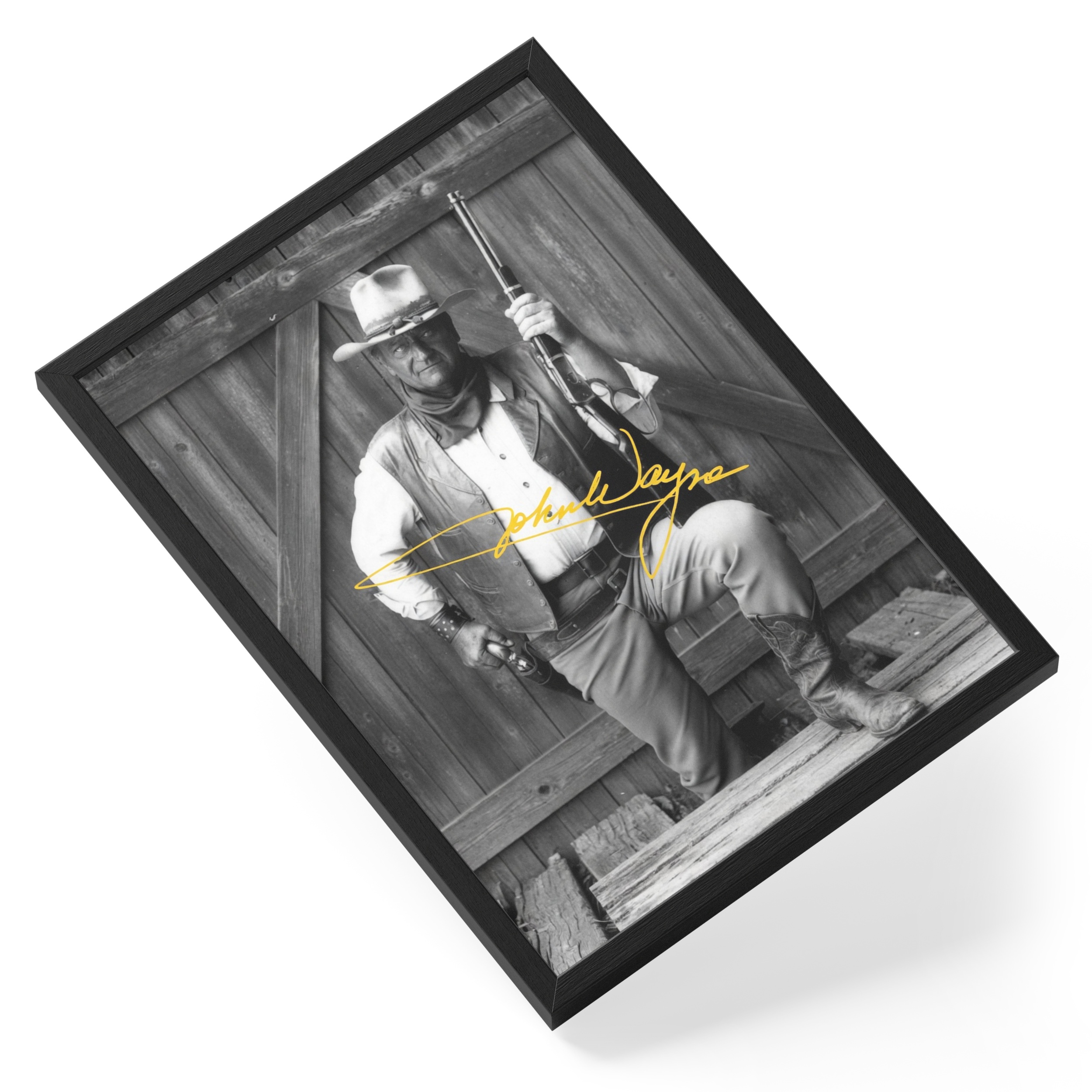 John Wayne Cowboy Actor Western Film Icon Portrait — angled view
