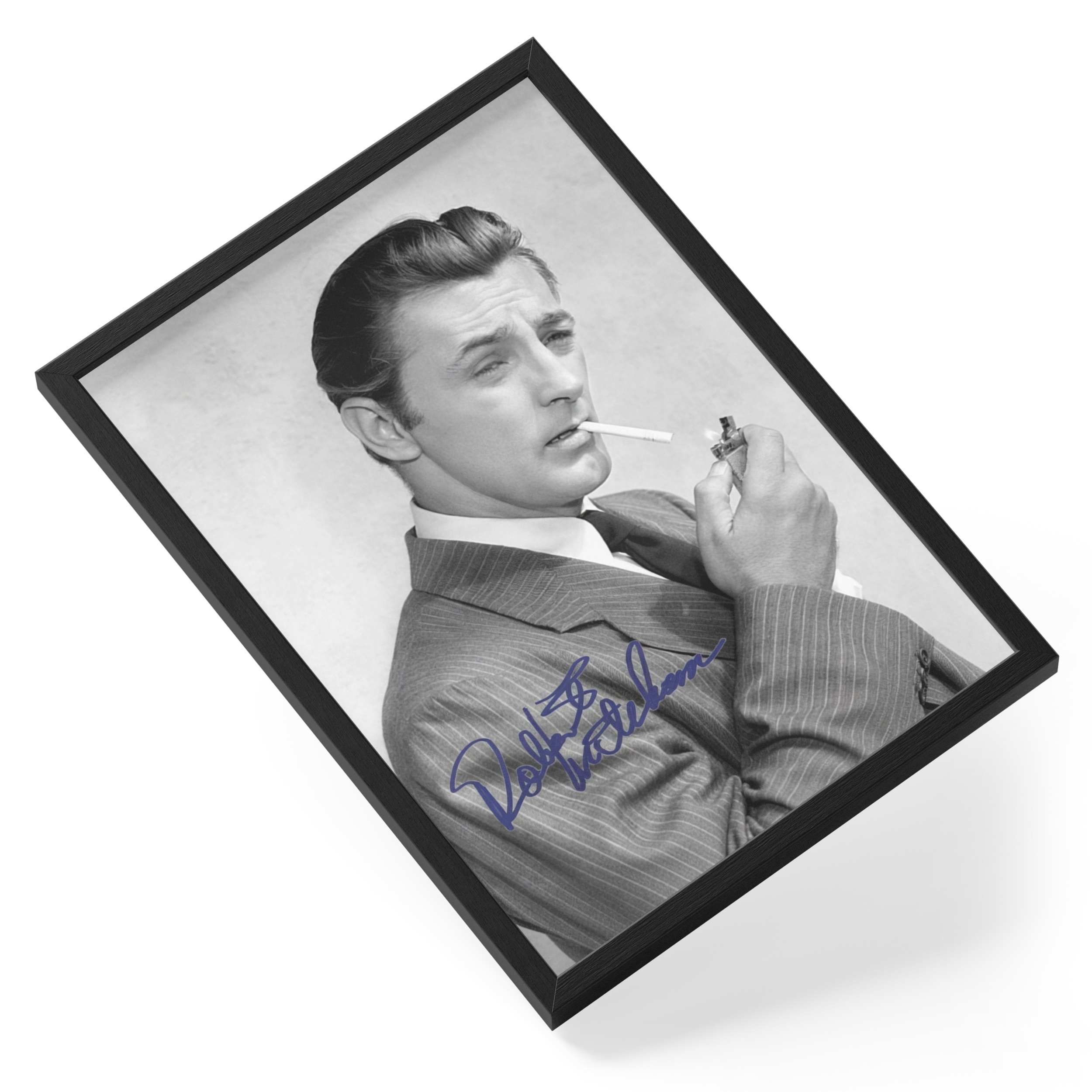 Robert Mitchum Hollywood Film Noir Actor Classic Portrait — angled view