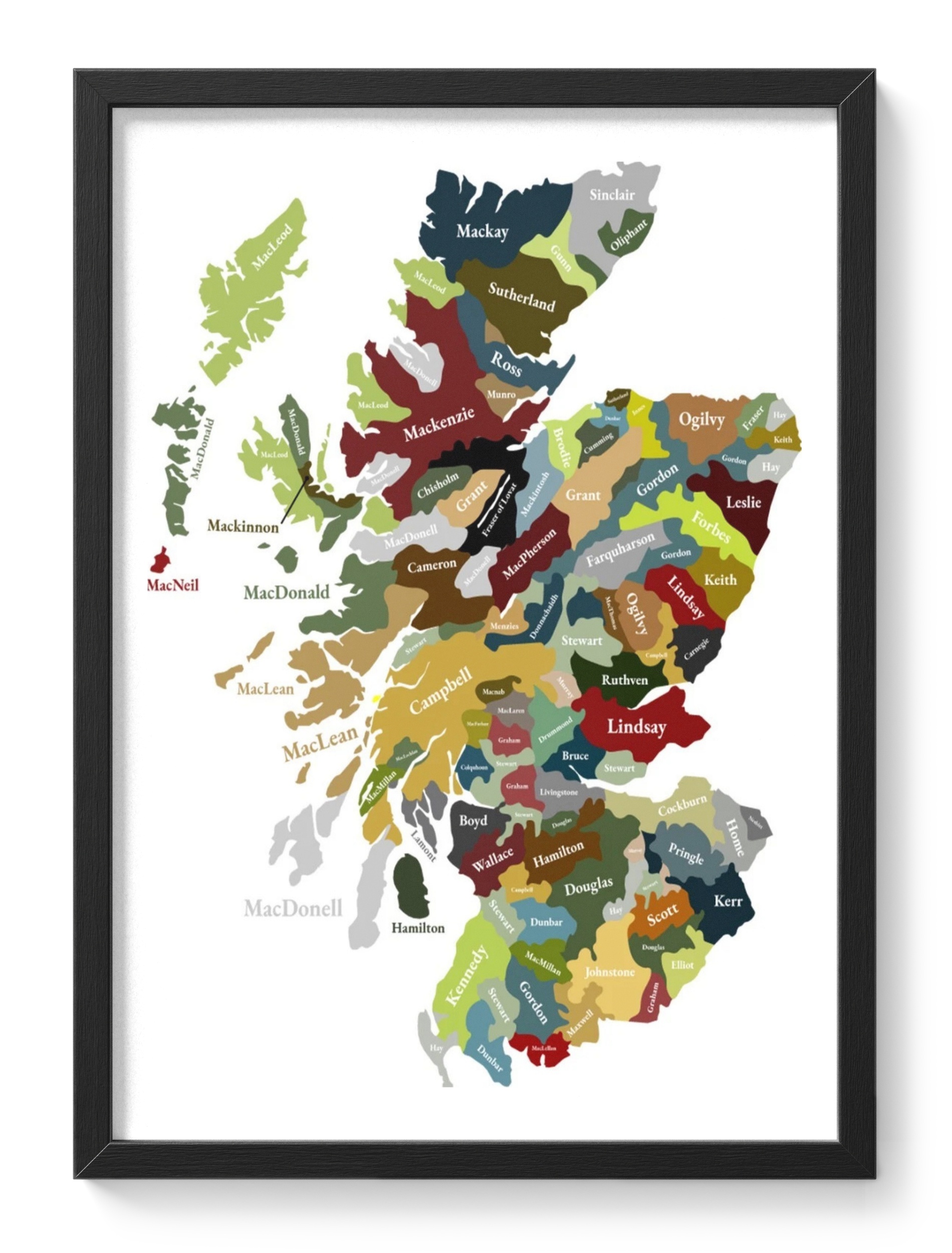 Scotland Clan Map Highland Tartan Heritage Family Names — main view