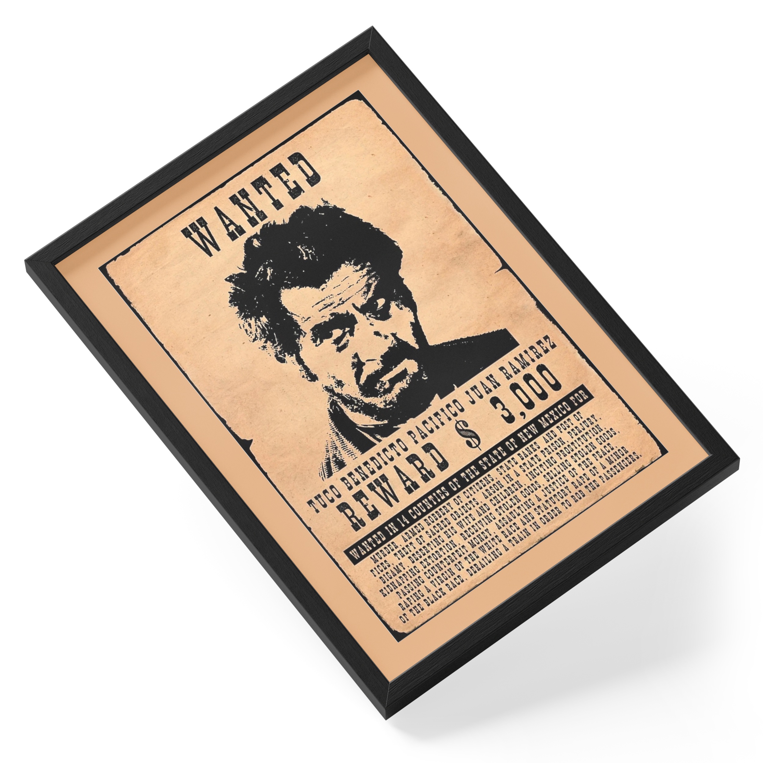 Tuco Wanted Good Bad Ugly Western Bounty Handbill — angled view