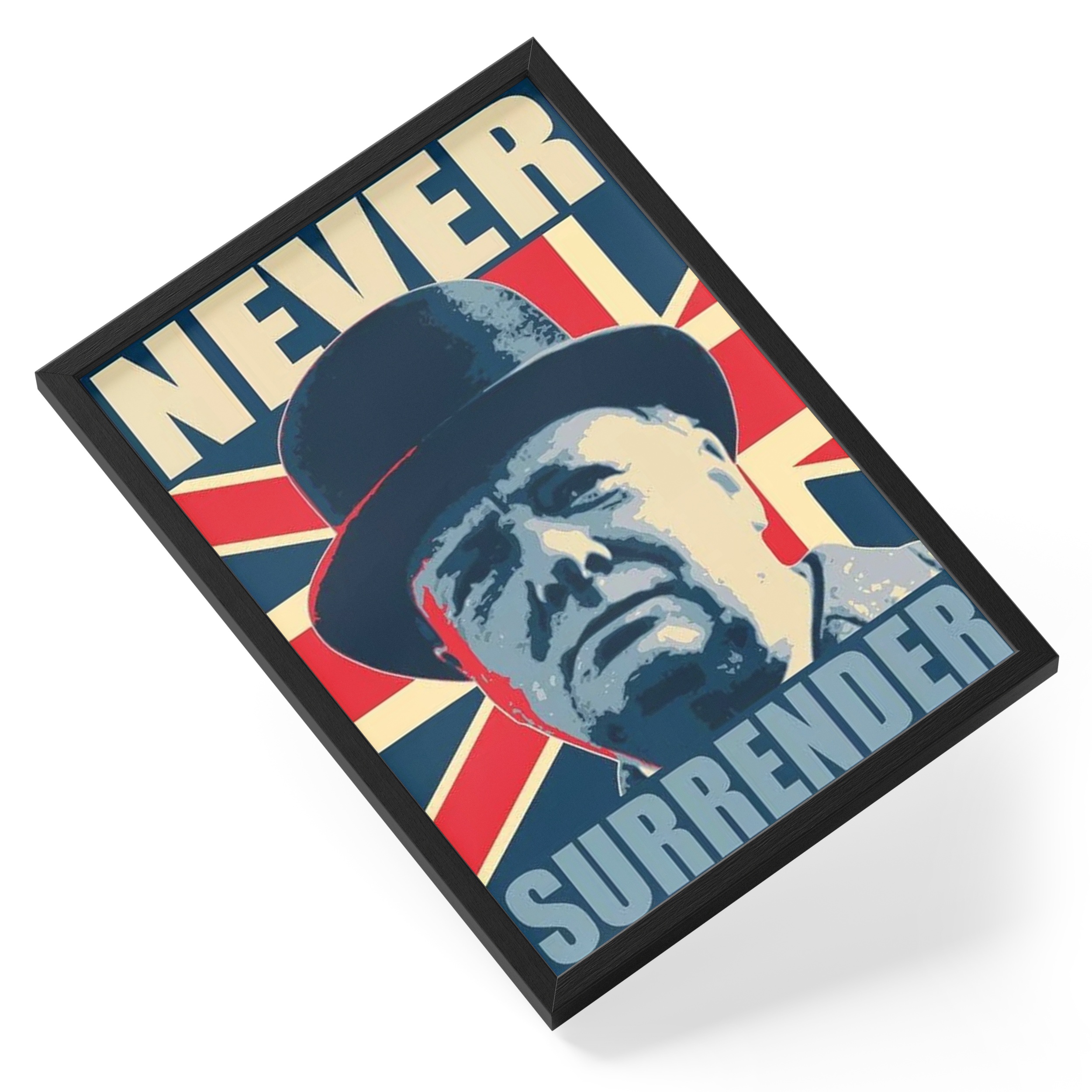 Winston Churchill Never Surrender Union Jack Pop Illustration — angled view