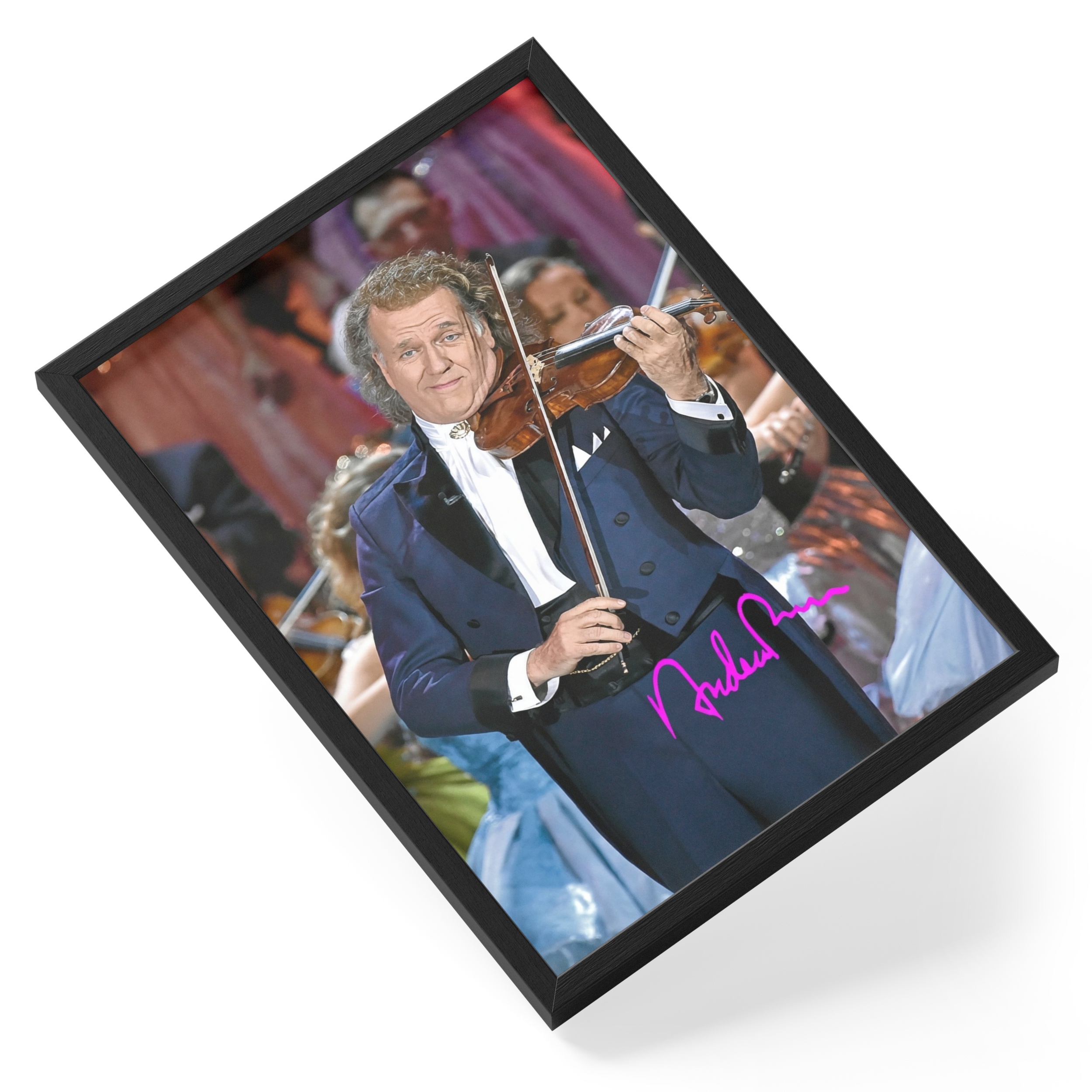 Andre Rieu Violin Waltz King Conductor Portrait Signed — angled view