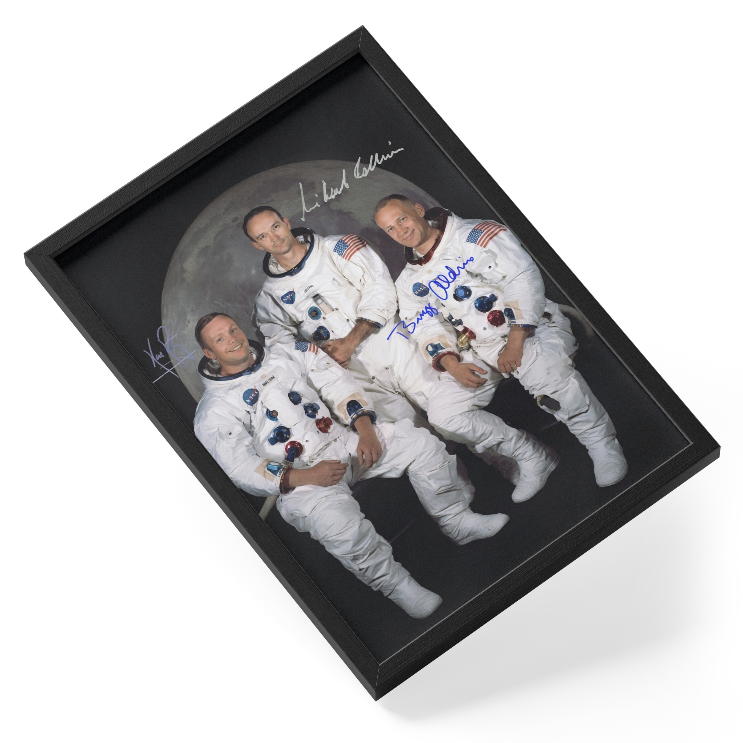 Apollo 11 Astronauts Armstrong Aldrin Collins Moon Crew — angled view