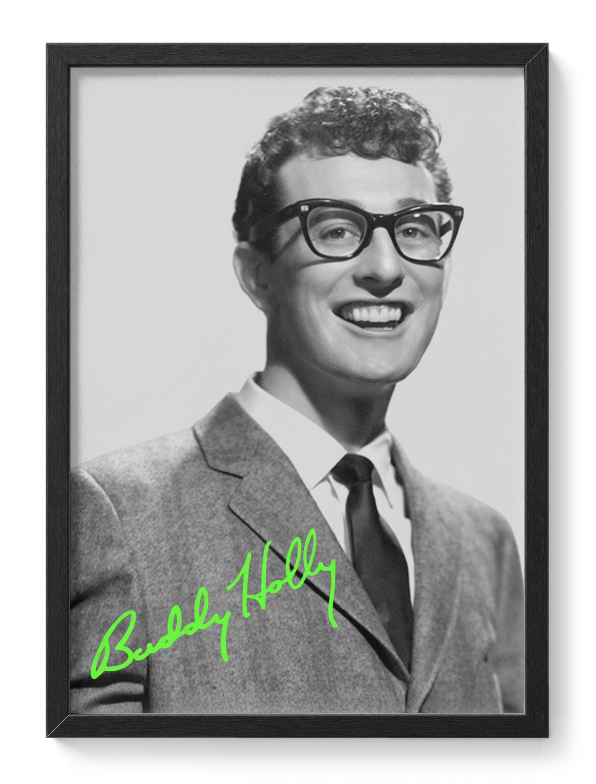 Buddy Holly Rock Roll Glasses Pioneer Portrait Signed — main view