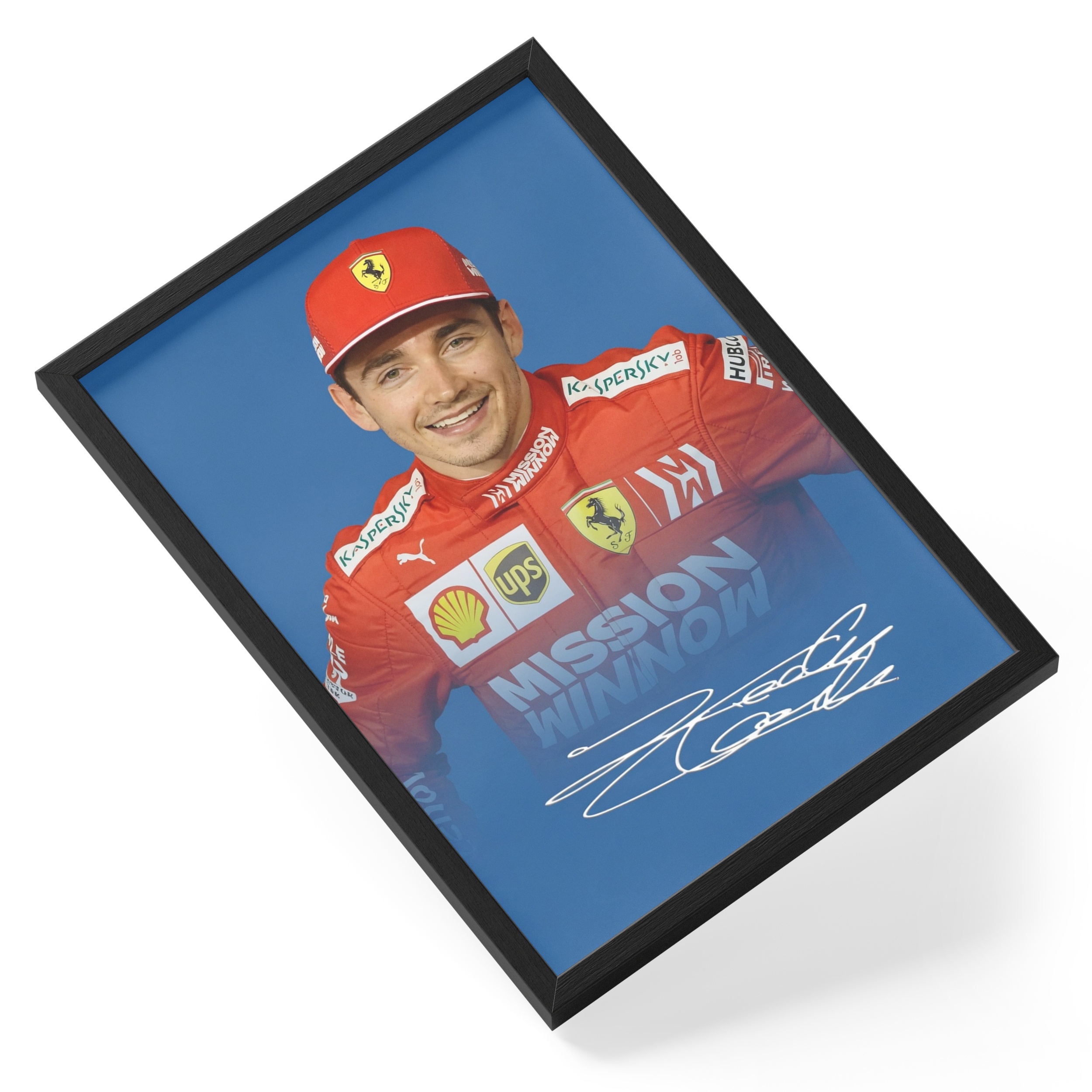 Charles Leclerc Formula One Ferrari Driver Portrait Signed — angled view
