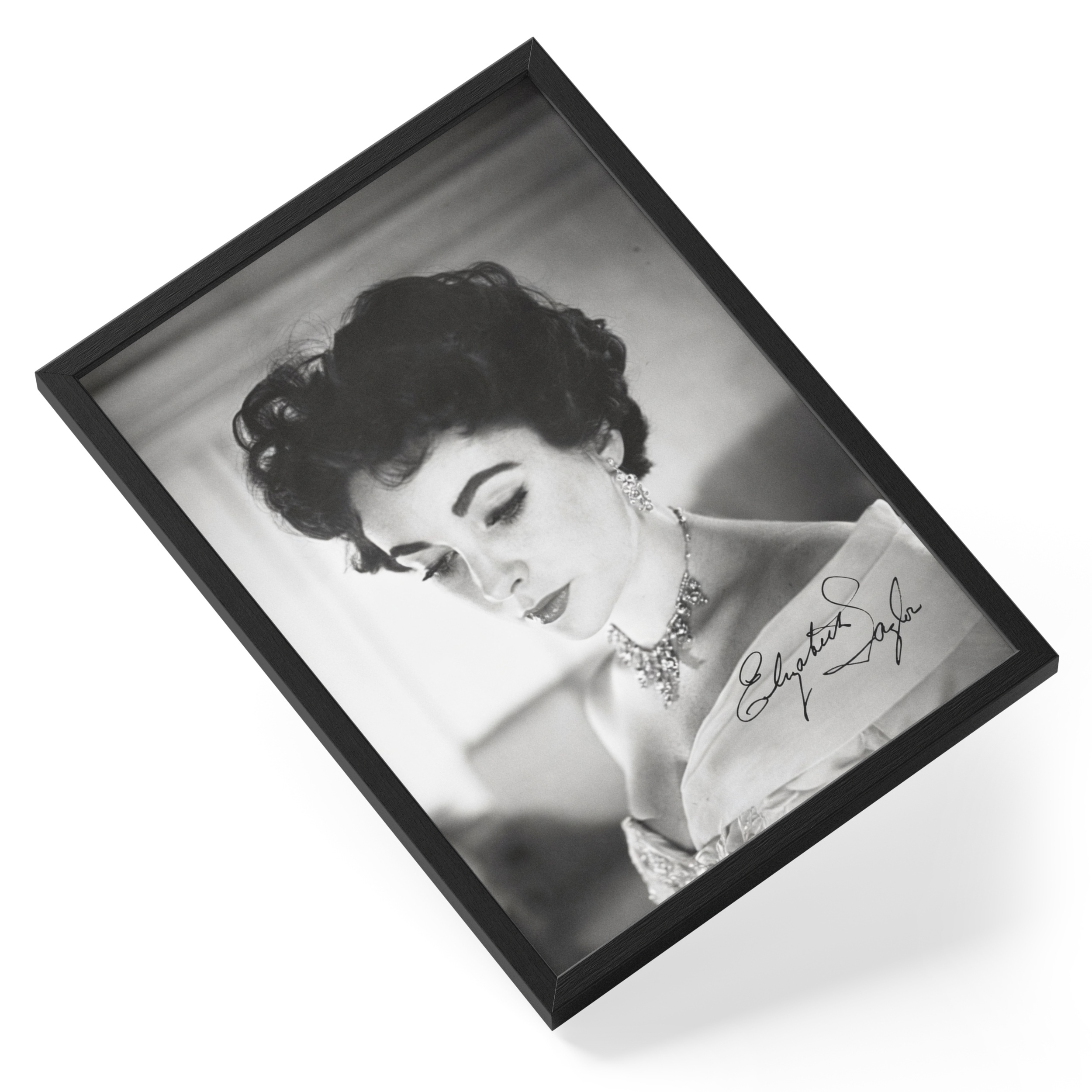 Elizabeth Taylor Hollywood Actress Icon Portrait Signed — angled view