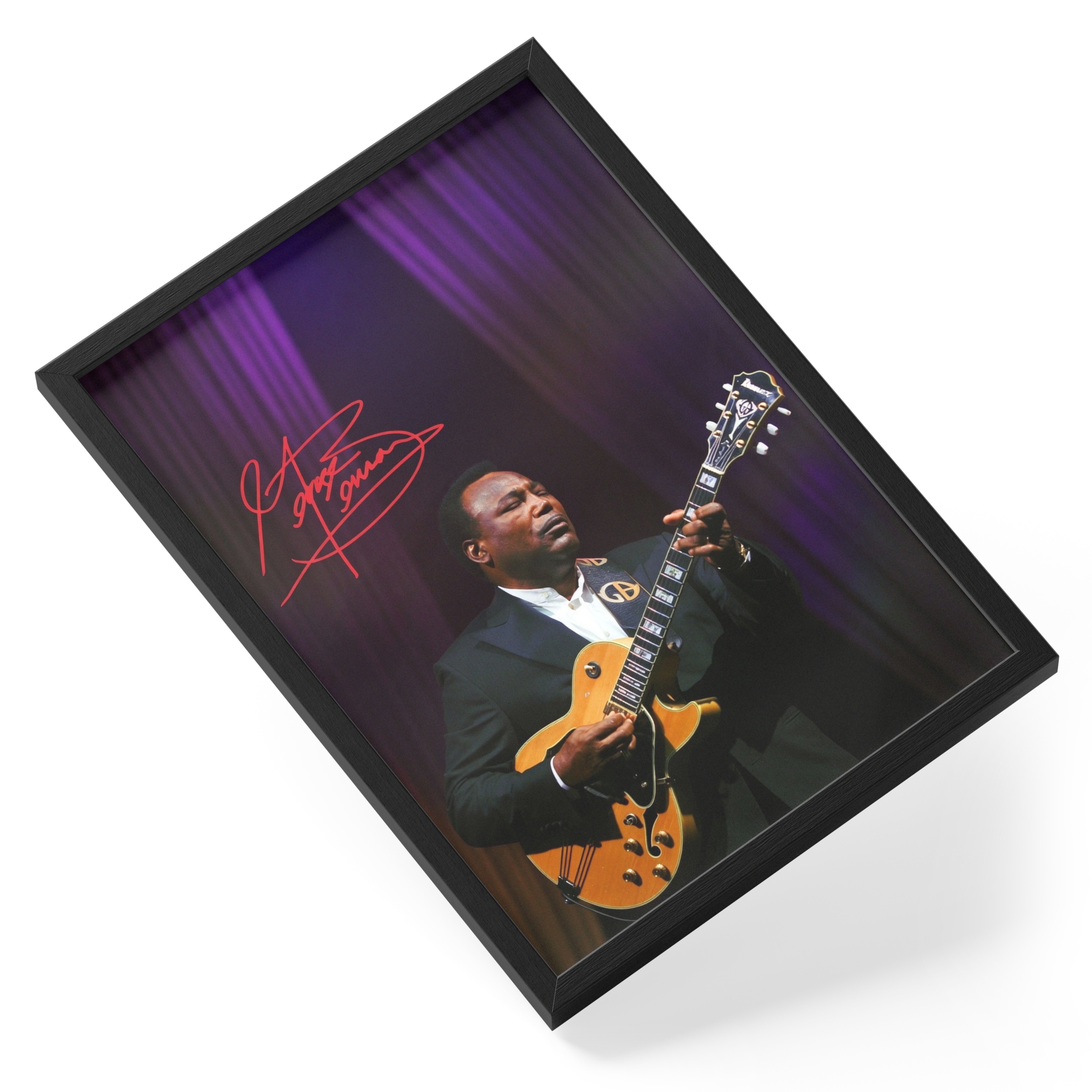 George Benson Jazz Guitarist Singer Portrait Signed — angled view
