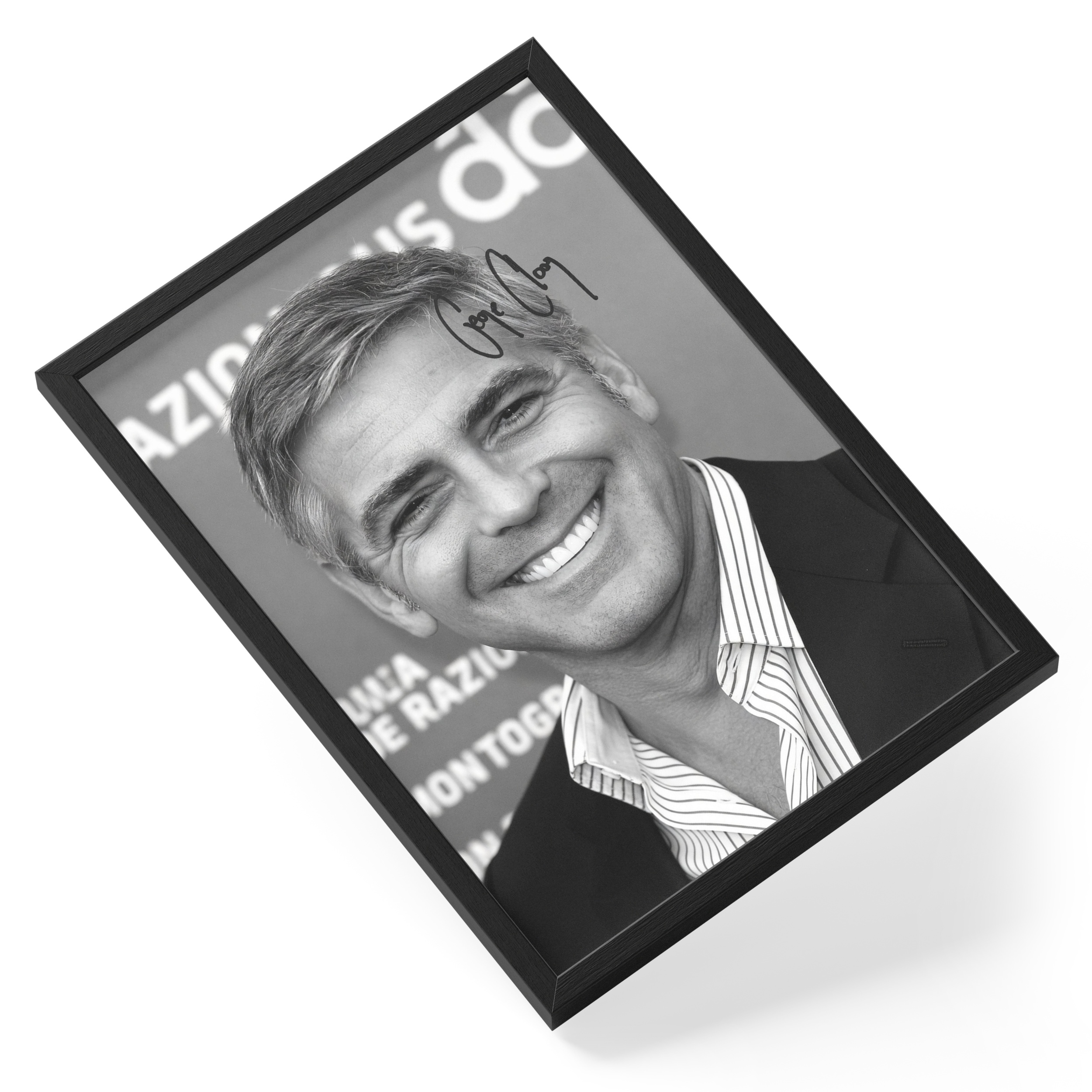George Clooney Actor Hollywood Film Star Portrait Signed — angled view
