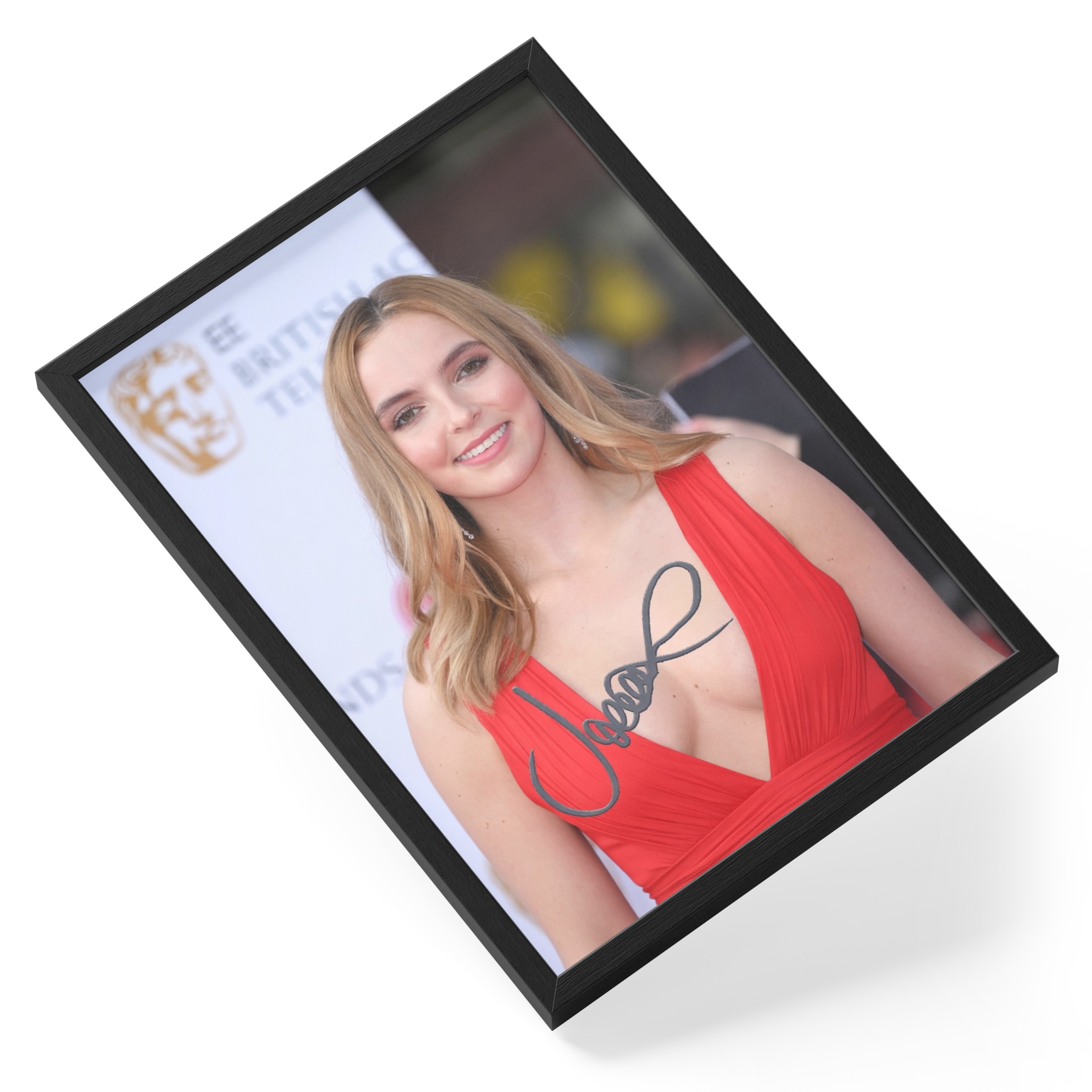 Jodie Comer Actress Killing Eve Villanelle Portrait Signed — angled view