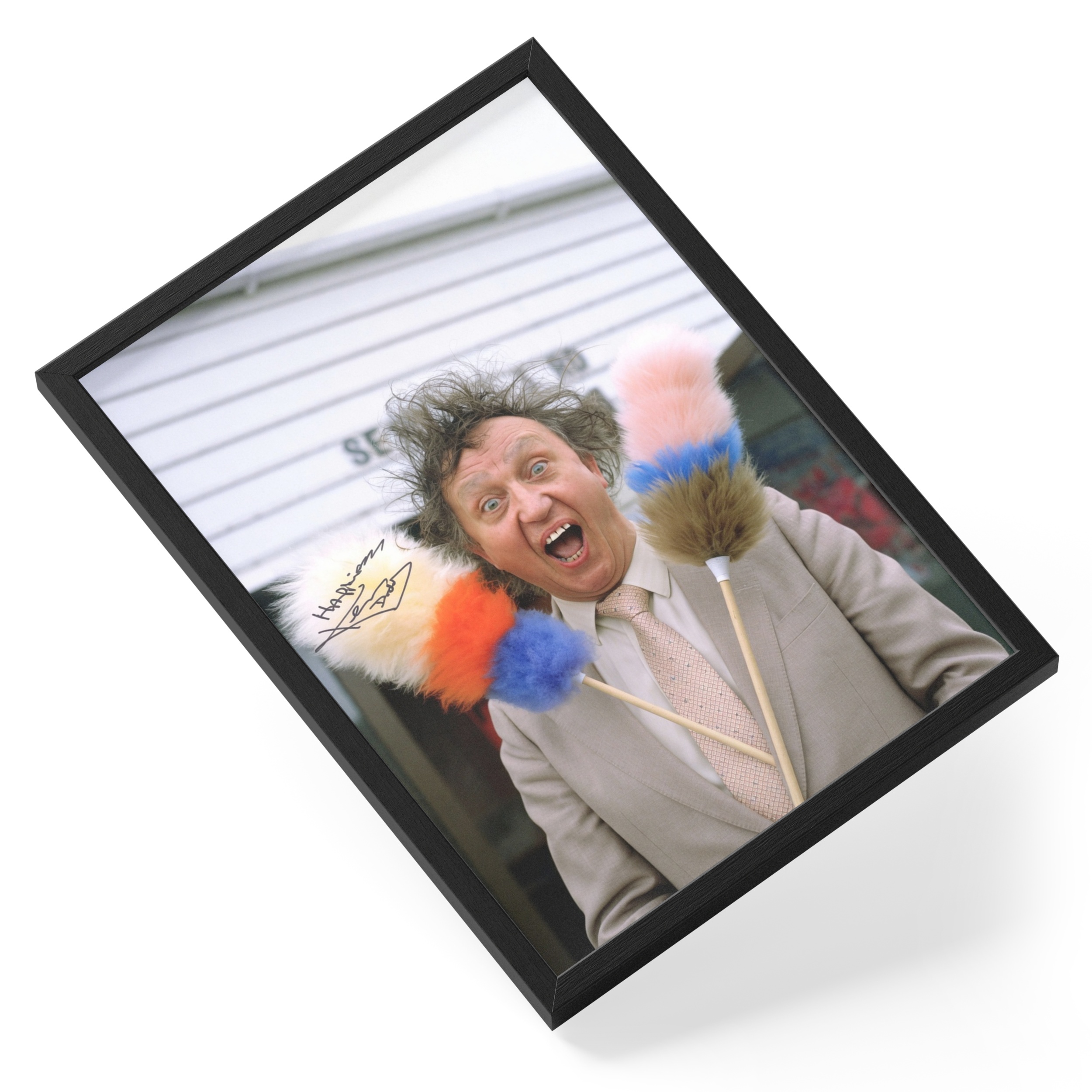 Ken Dodd Comedian Tickling Stick British Portrait Signed — angled view