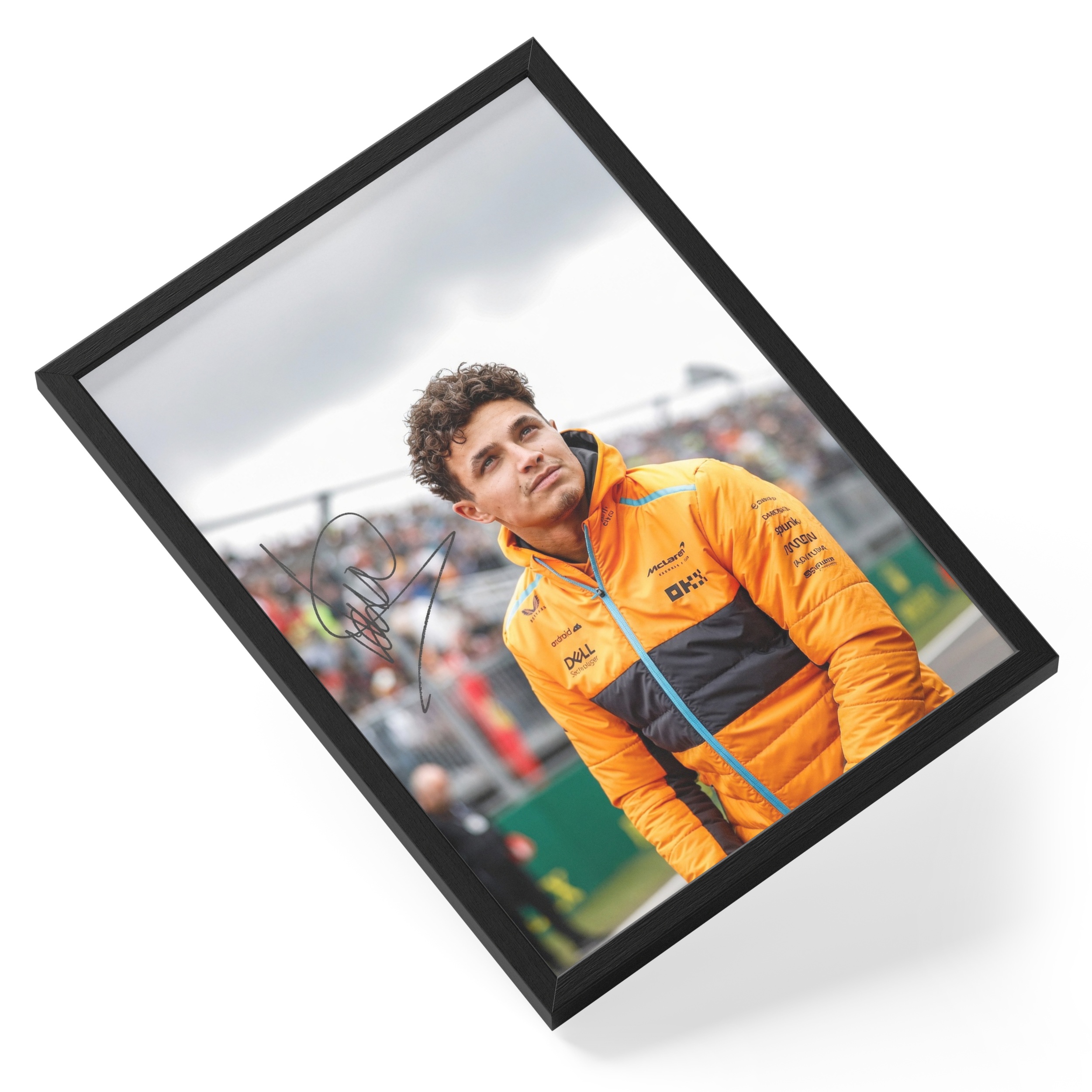 Lando Norris Formula One Mclaren Driver Portrait Signed — angled view