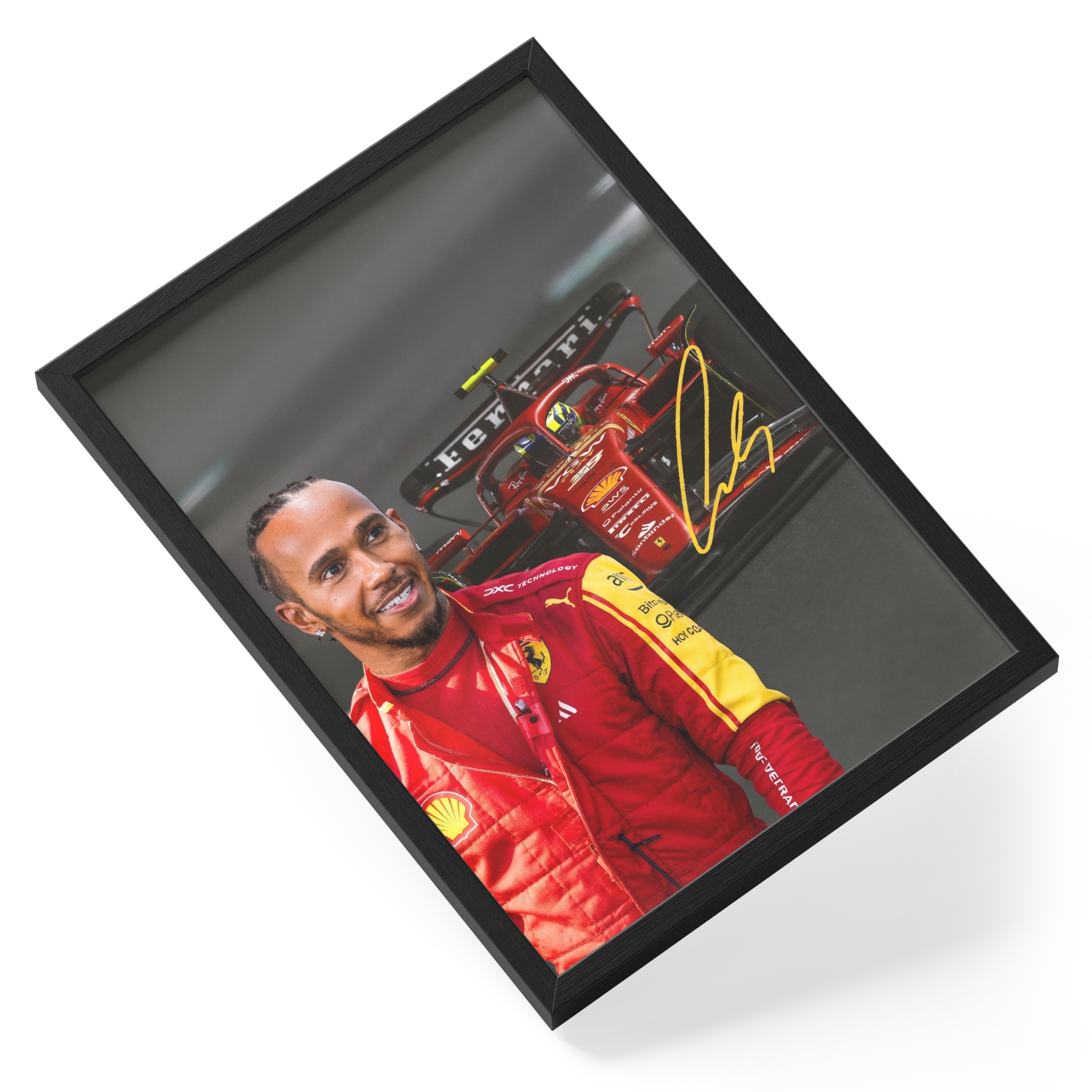 Lewis Hamilton Formula One Champion Driver Portrait Signed — angled view