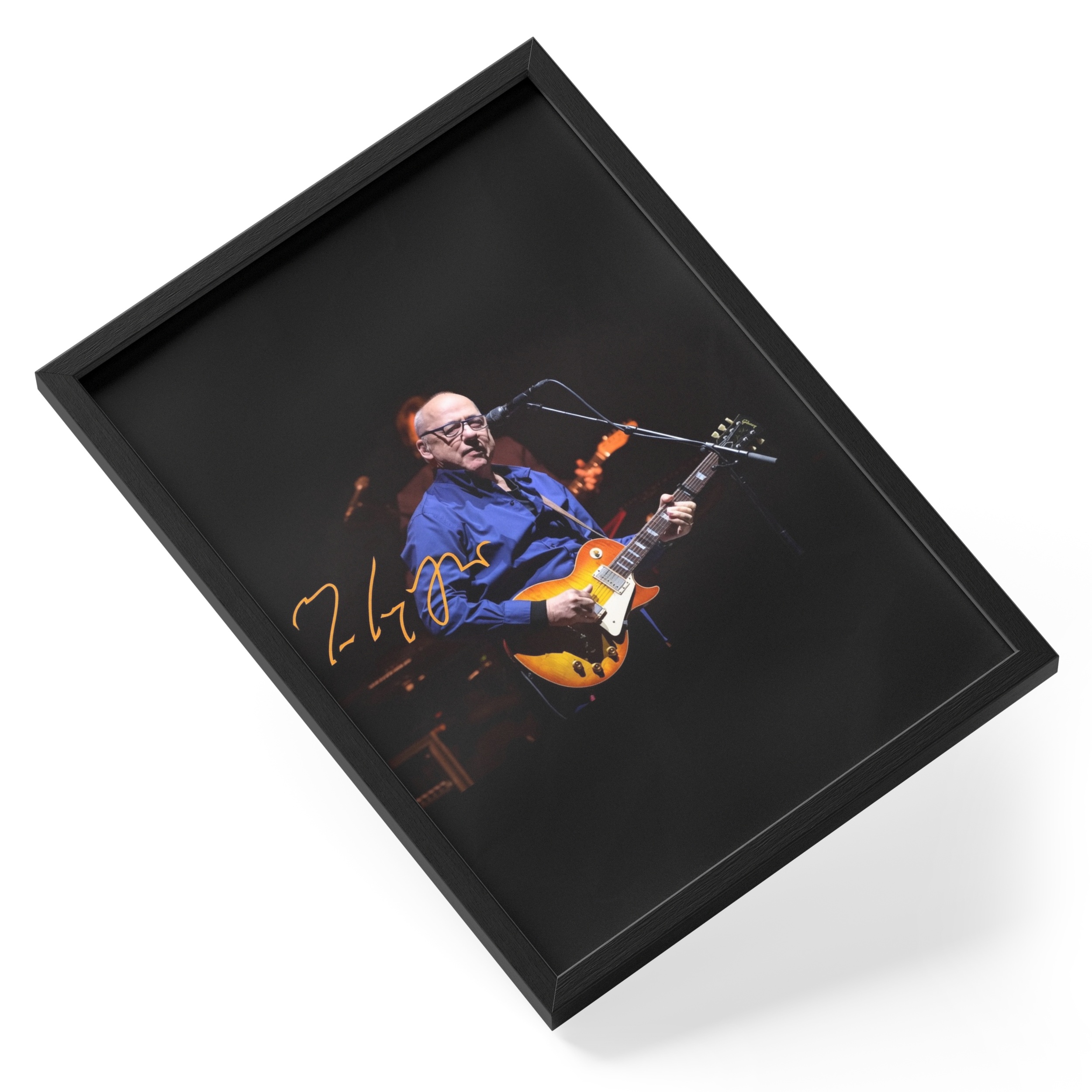 Mark Knopfler Dire Straits Guitarist Singer Portrait Signed — angled view