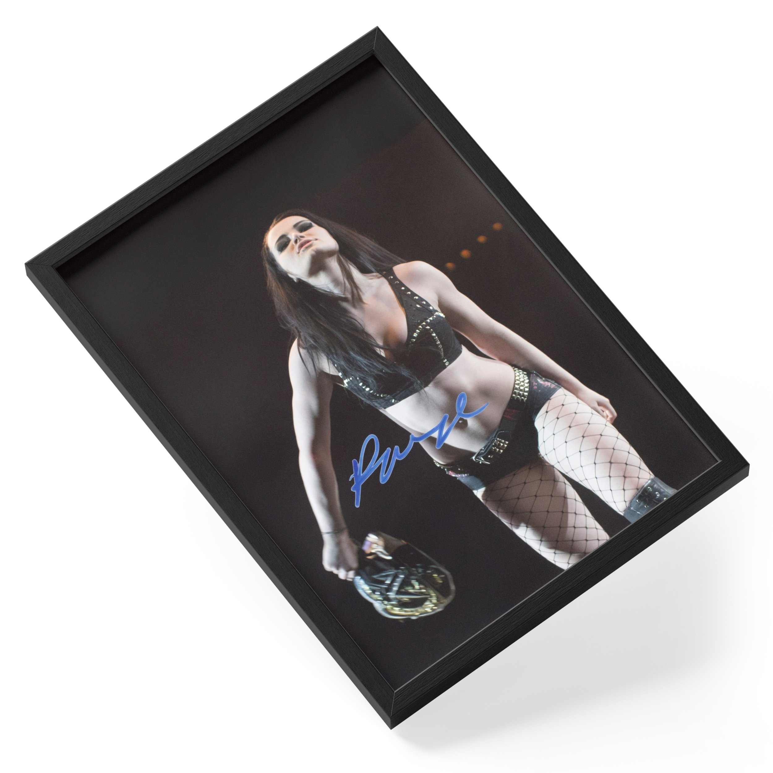 Paige Wwe Wrestler Diva Champion Portrait Signed — angled view