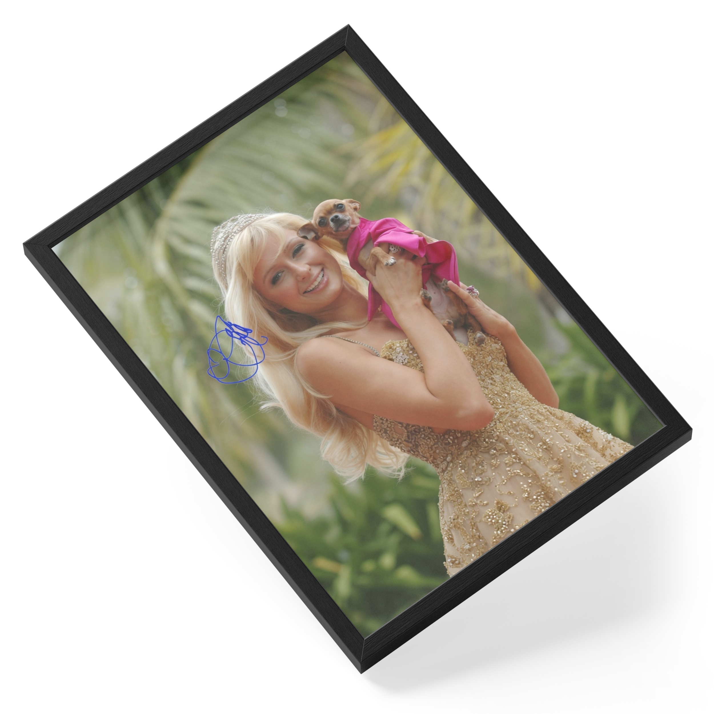 Paris Hilton Tinkerbell Dog Socialite Portrait Signed — angled view