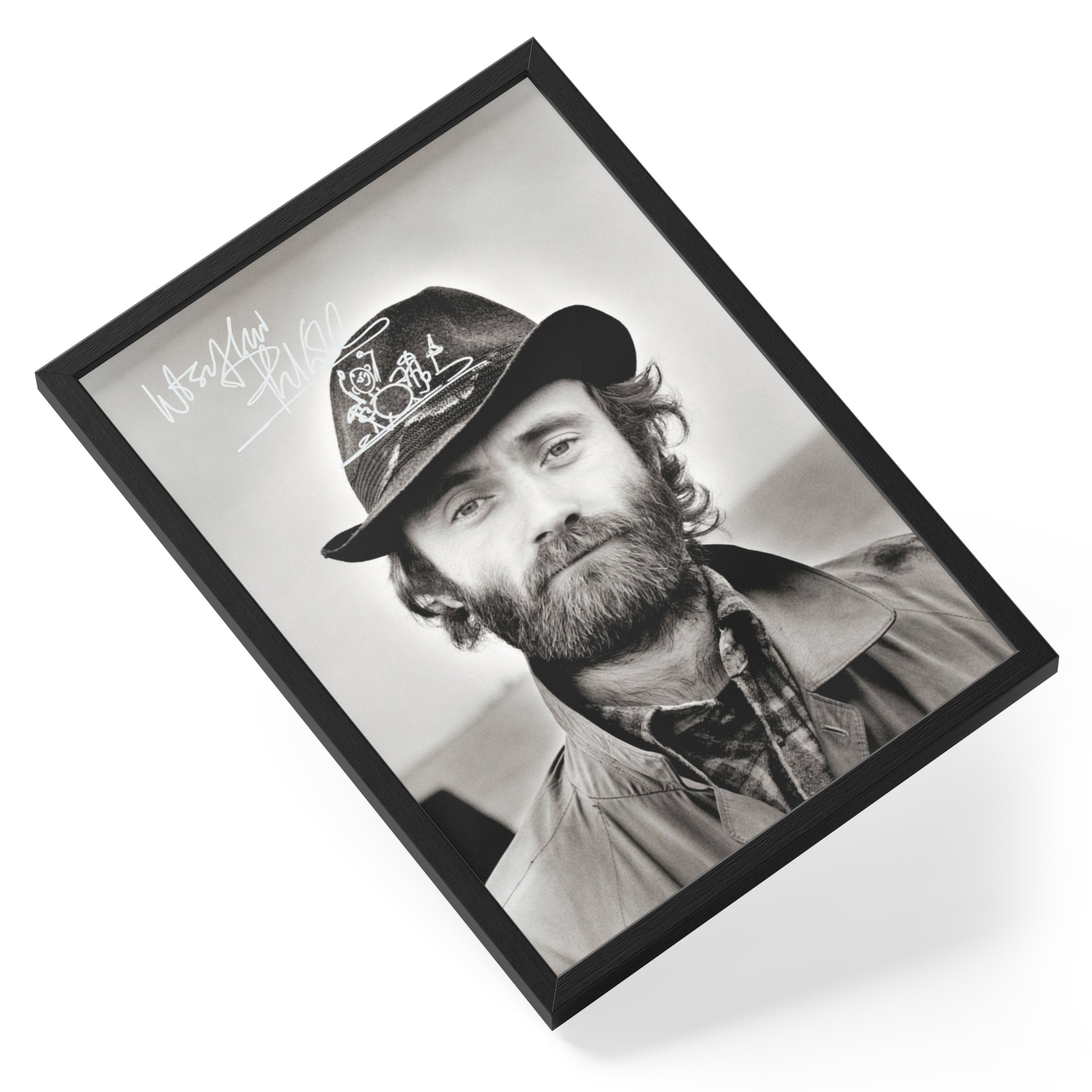 Phil Collins Genesis Drummer Singer Portrait Signed — angled view