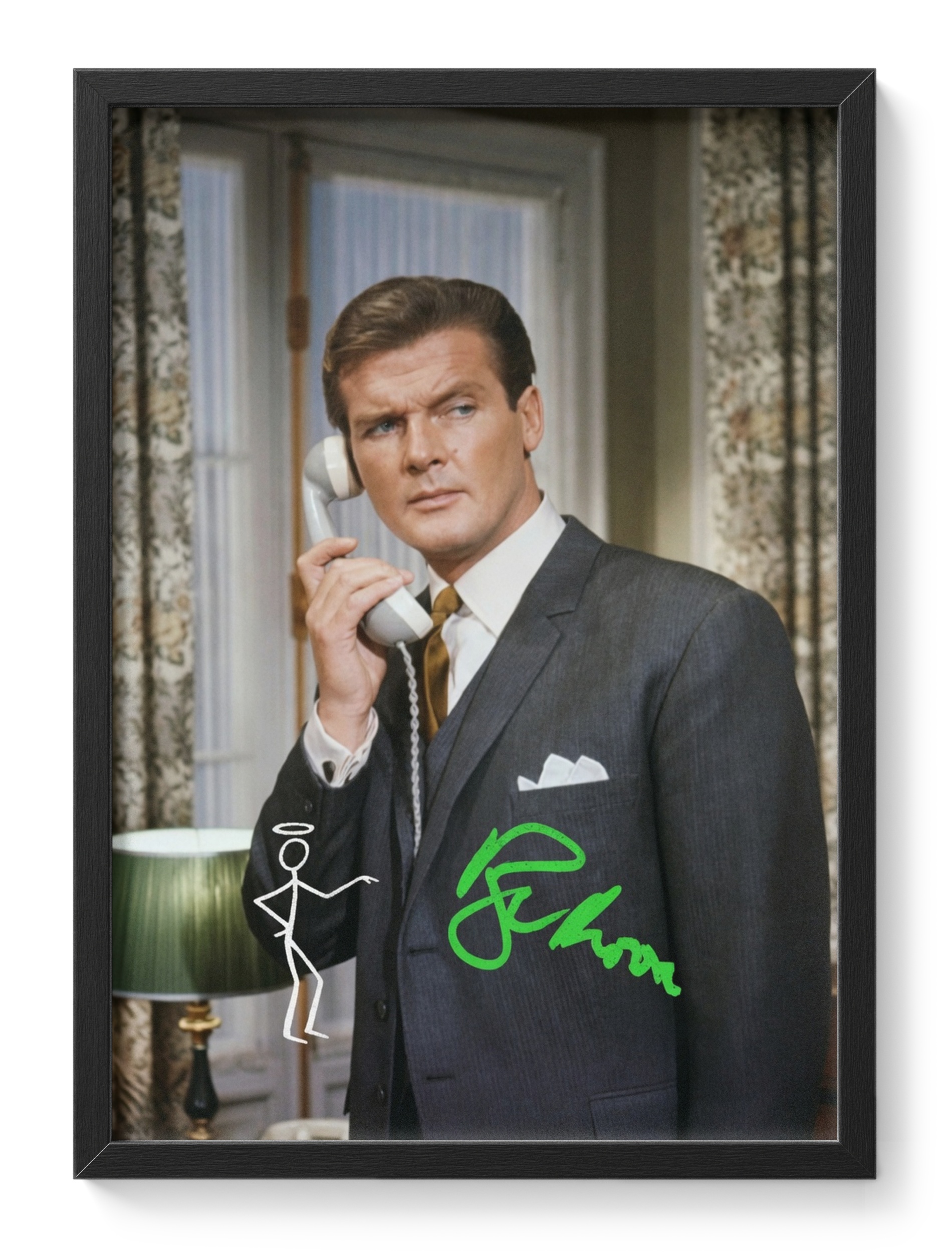 Roger Moore James Bond 007 Actor Portrait Signed — main view